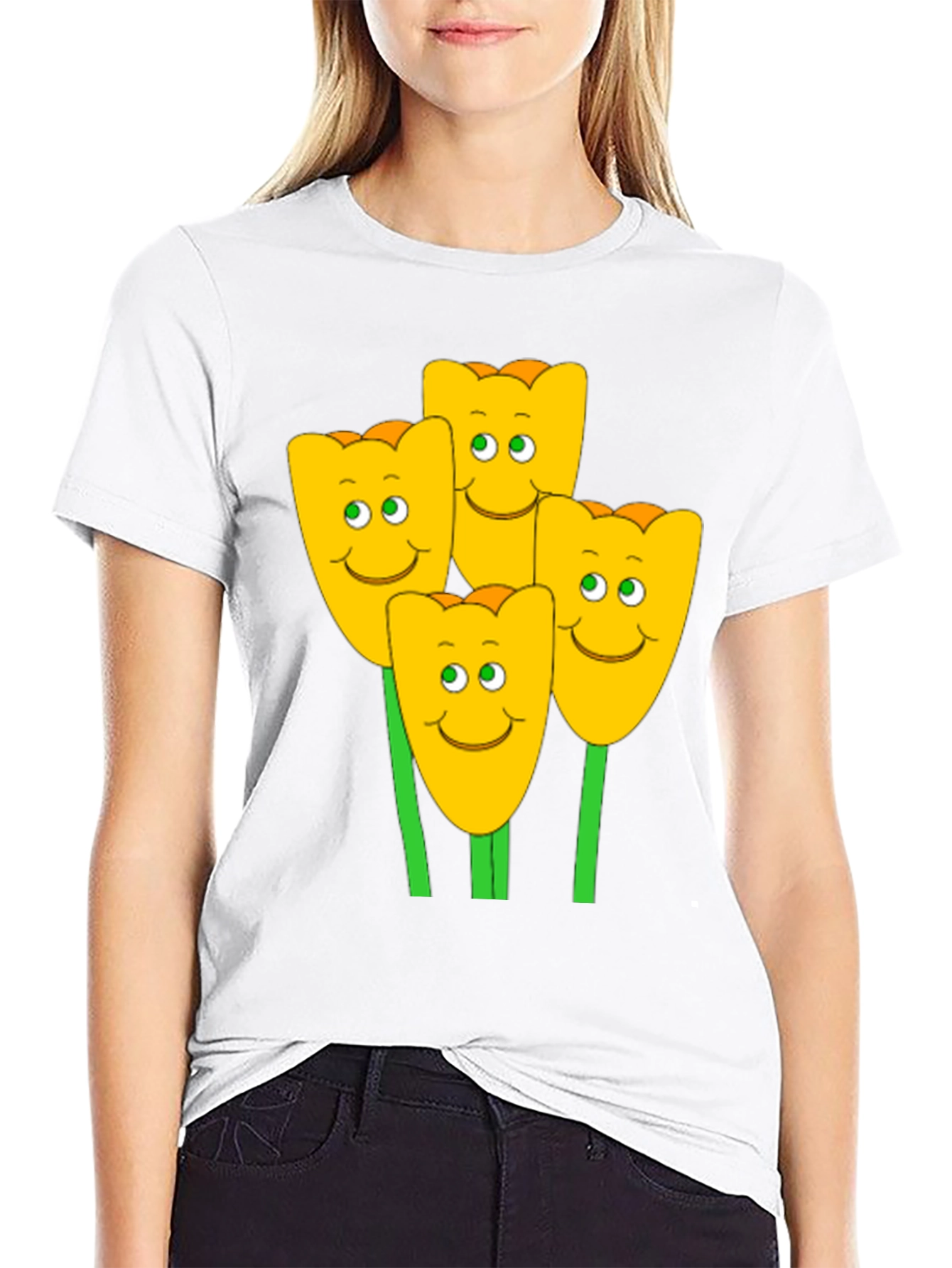Happy Tulip Graphic T-Shirt - Mens Black Tee