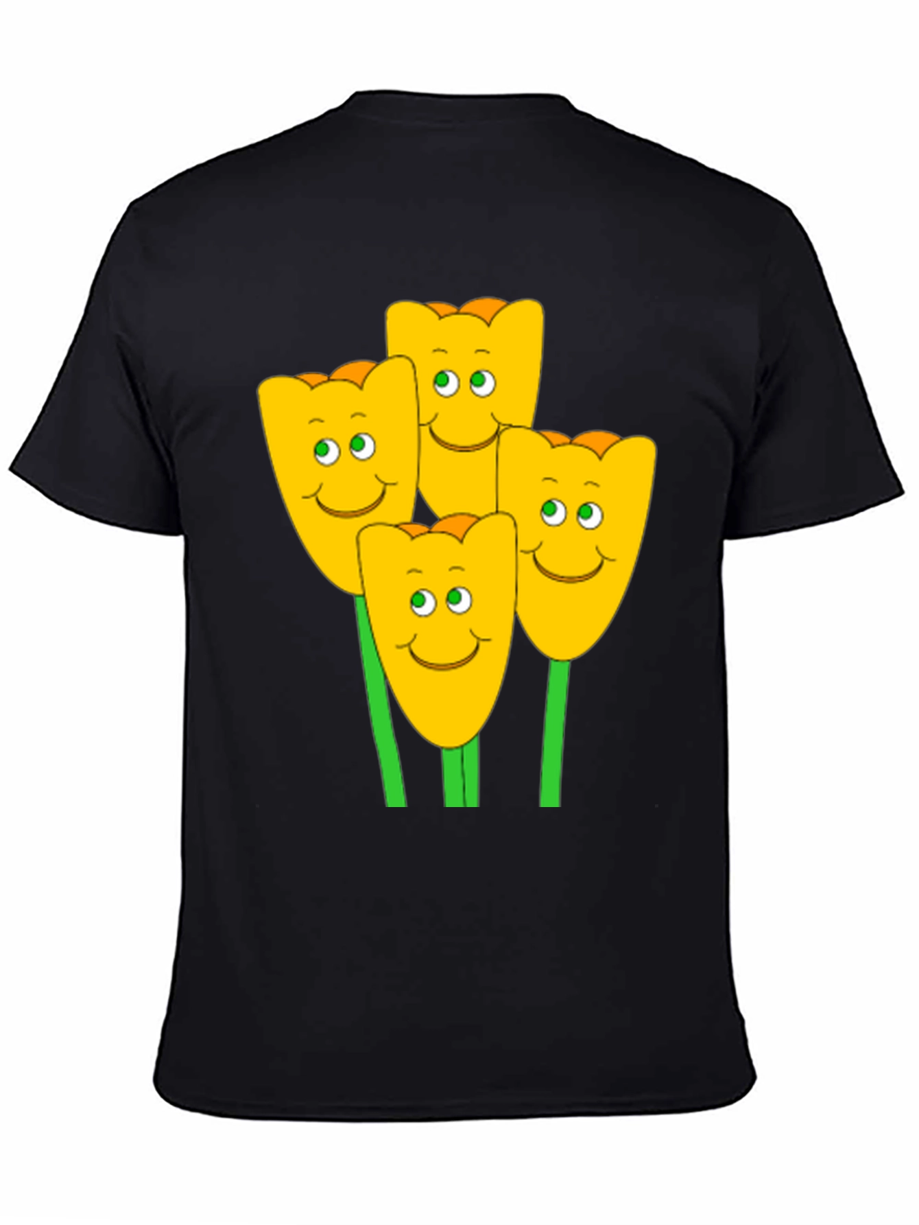 Happy Tulip Graphic T-Shirt - Mens Black Tee