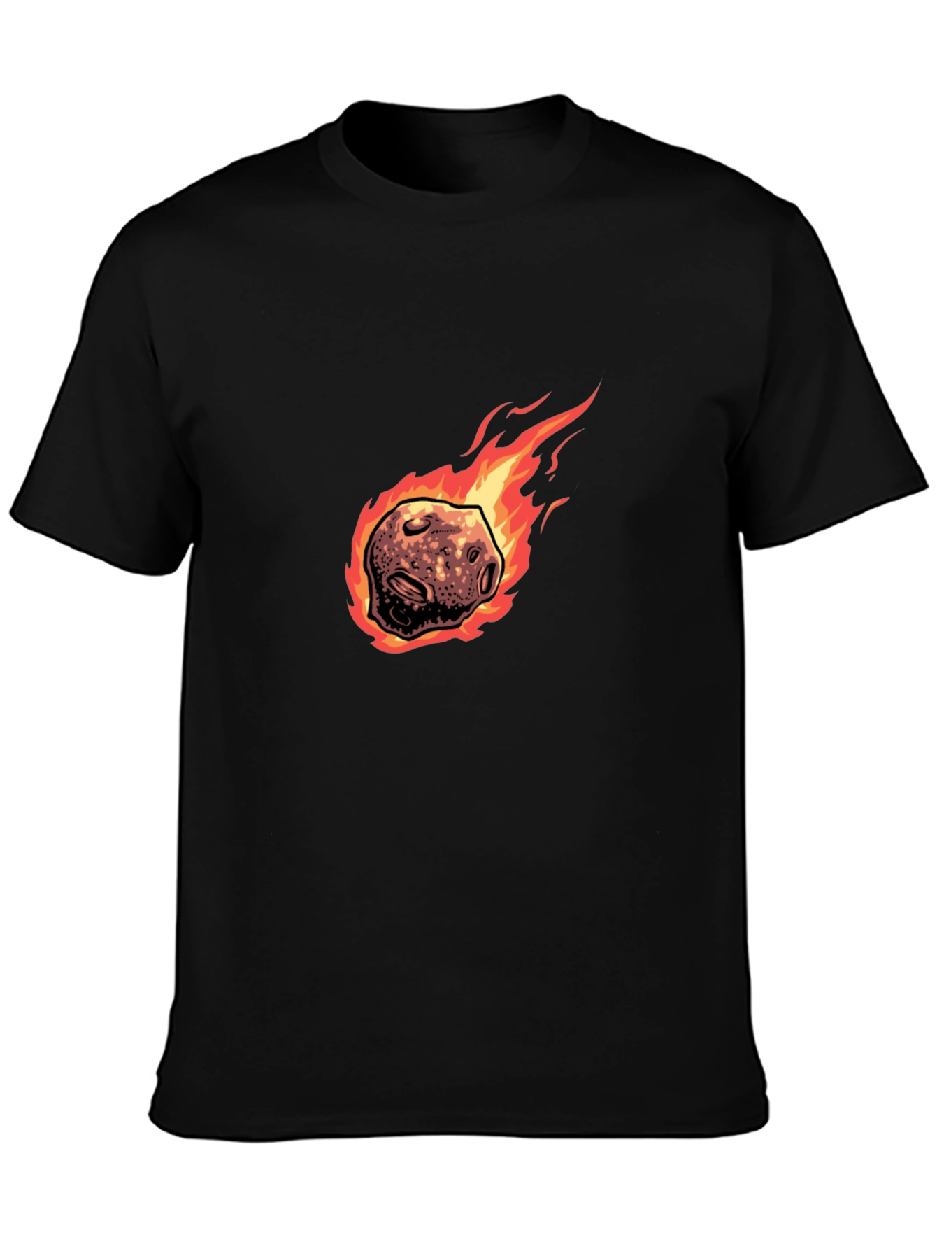 Flaming Meteor Graphic Tee - Black Cotton T-Shirt