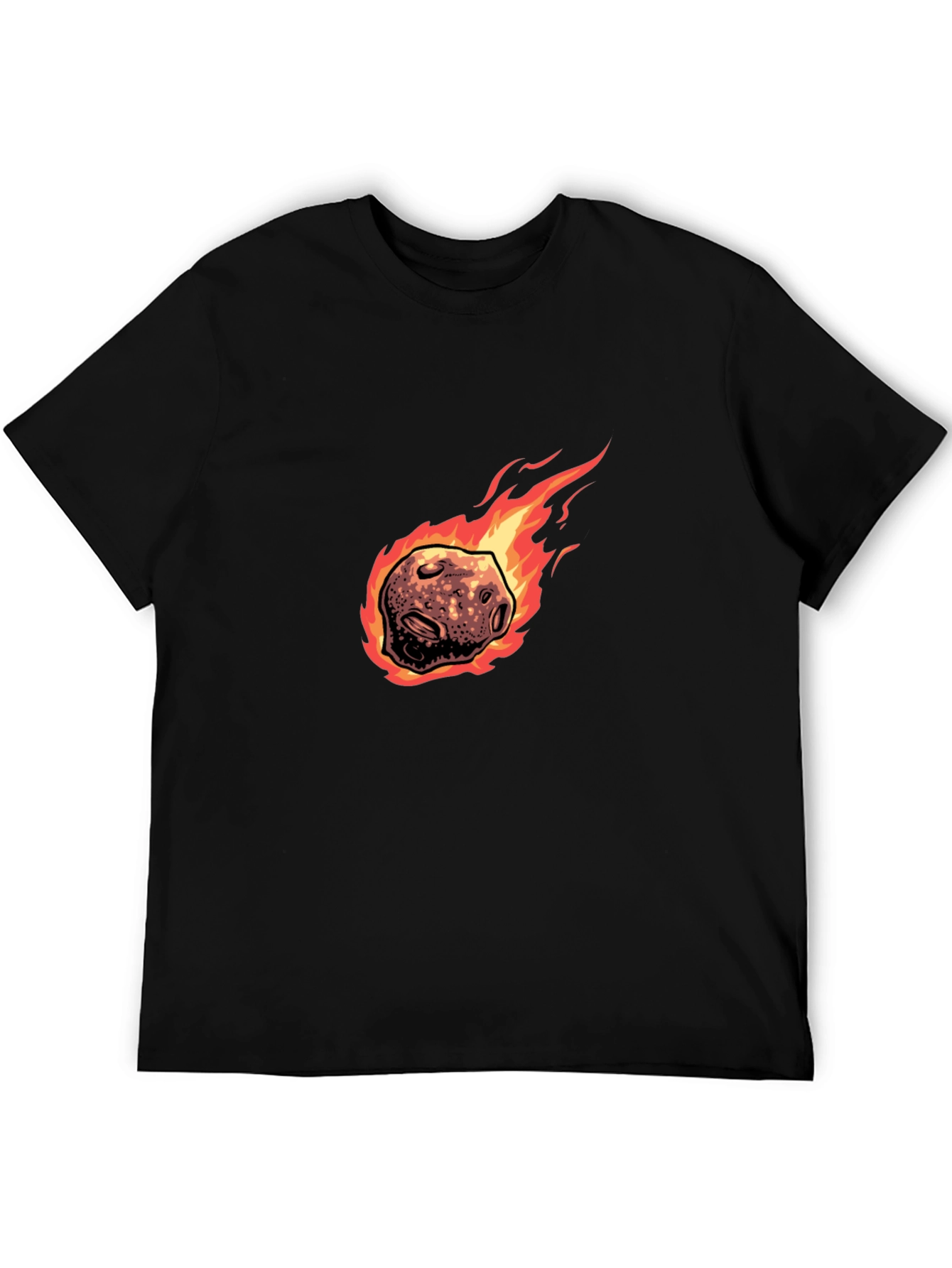 Flaming Meteor Graphic Tee - Black Cotton T-Shirt