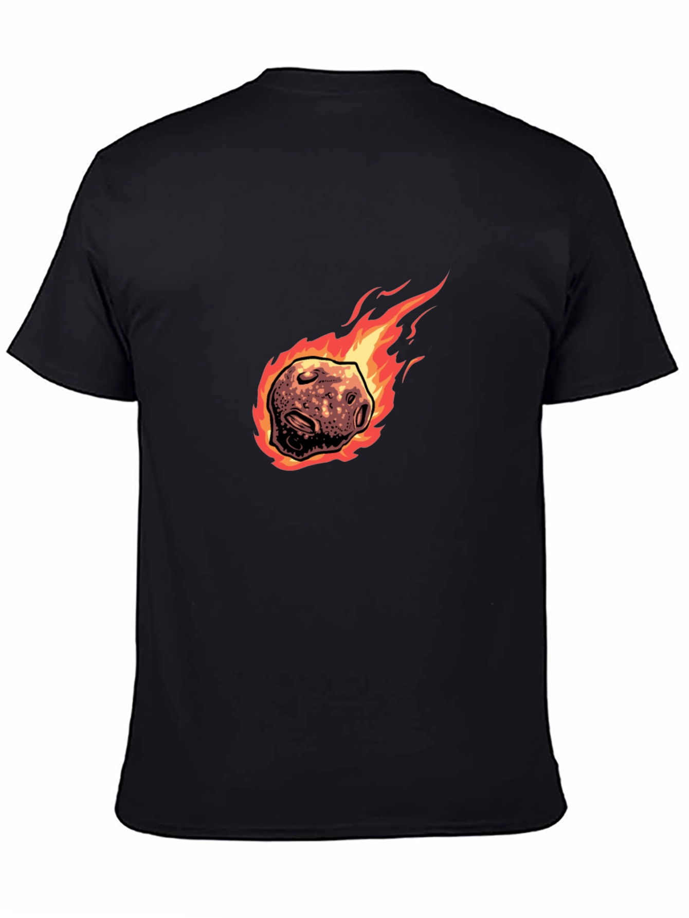 Flaming Meteor Graphic Tee - Black Cotton T-Shirt