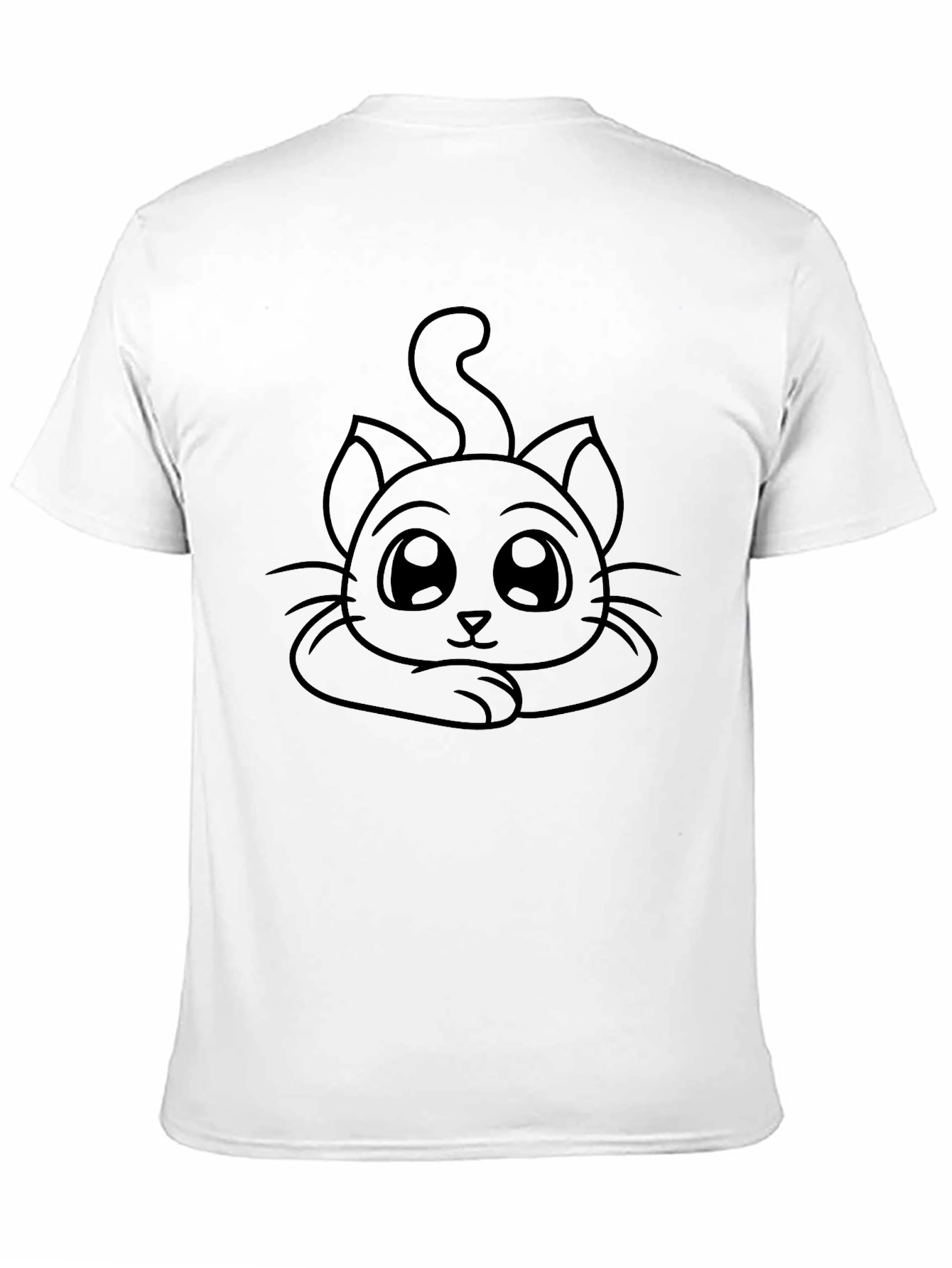 Cute Cartoon Cat Black T-Shirt