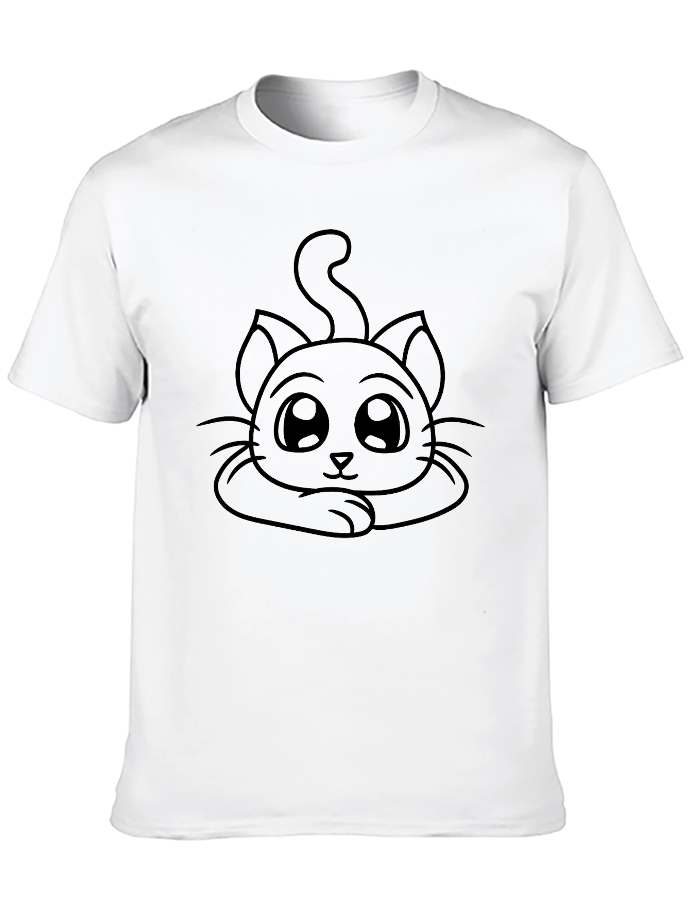 Cute Cartoon Cat Black T-Shirt