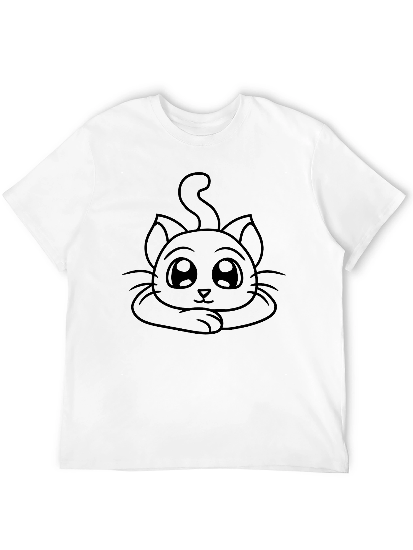 Cute Cartoon Cat Black T-Shirt