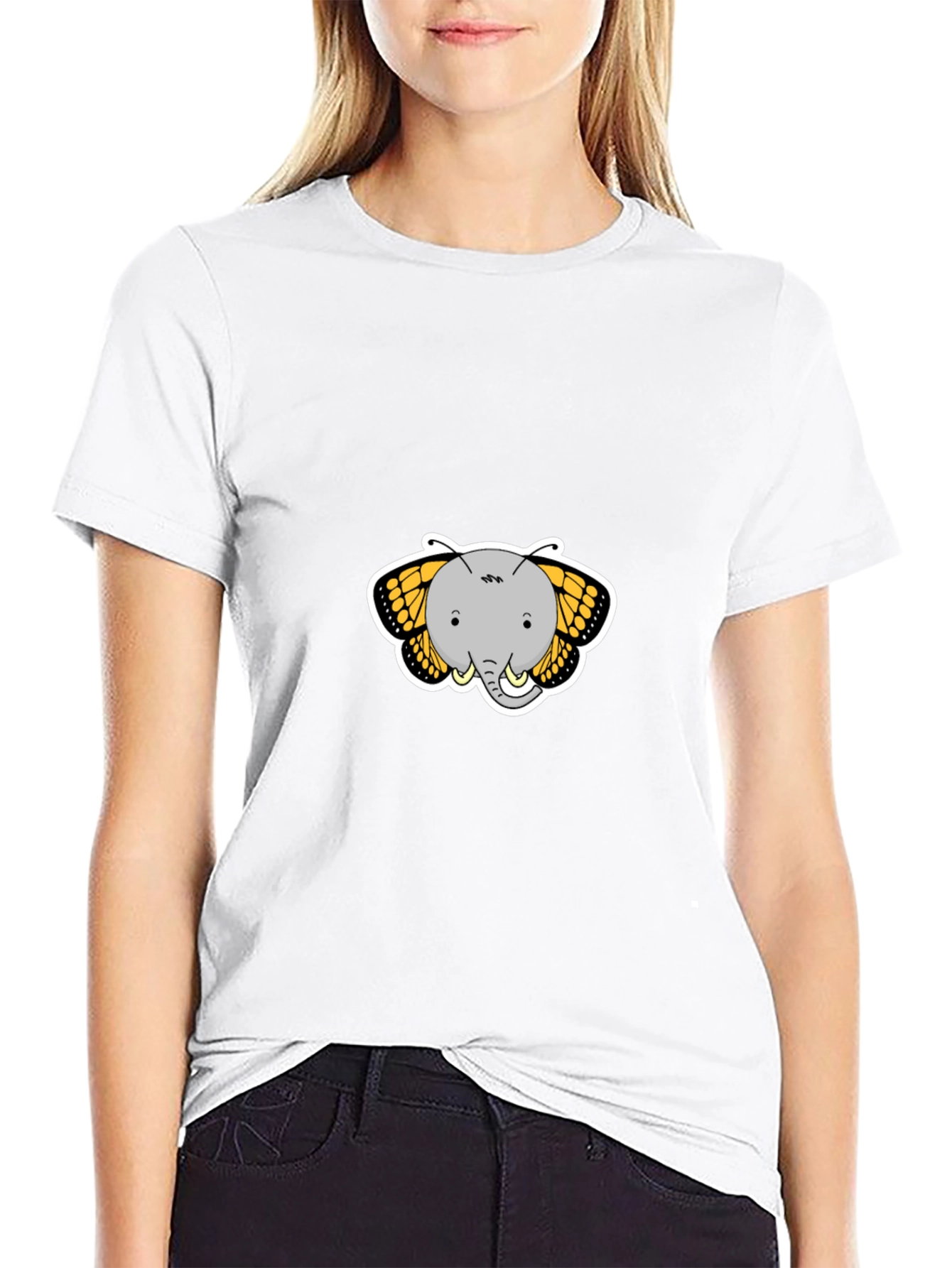 Elephant Butterfly Graphic Tee - Black