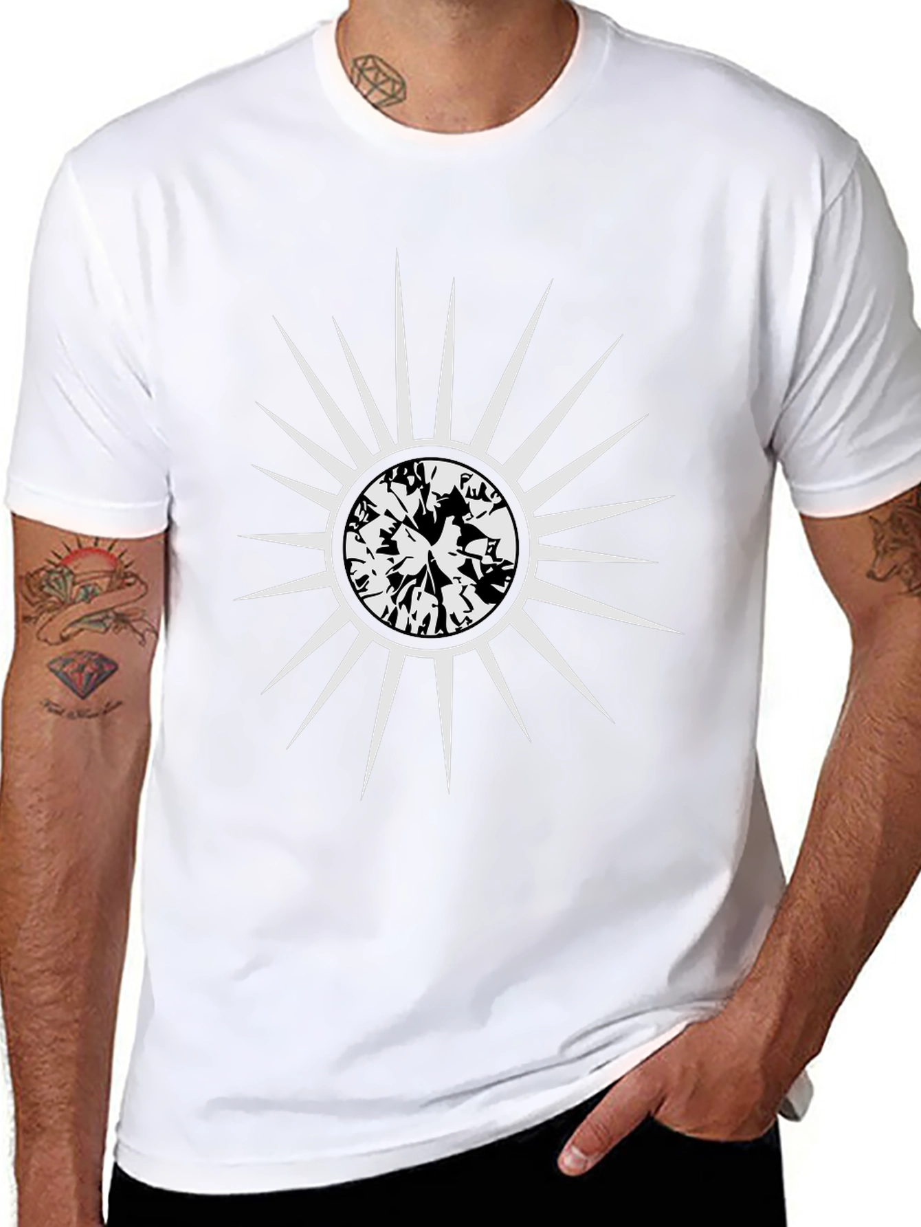 Sunburst Graphic Tee - Stylish Mens Black T-Shirt