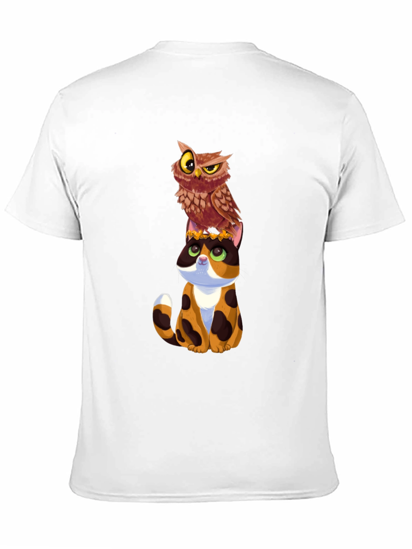 Owl and Cat Graphic T-Shirt - Unique Design