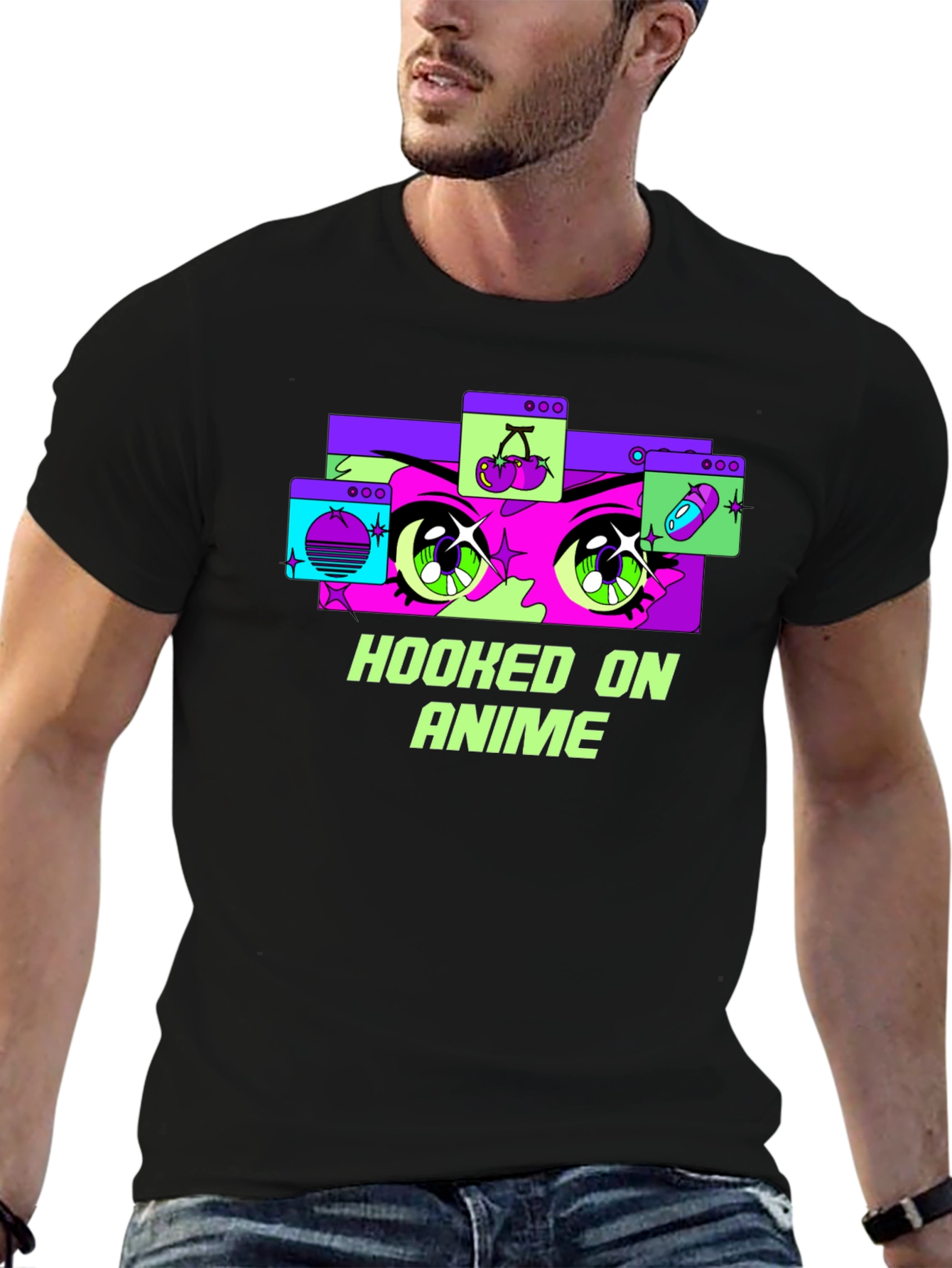 Hooked on Anime Black T-Shirt - Graphic Tee