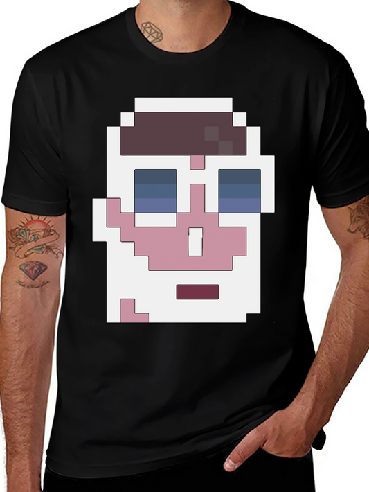 Pixelated Face Graphic T-Shirt - Cool Retro Style
