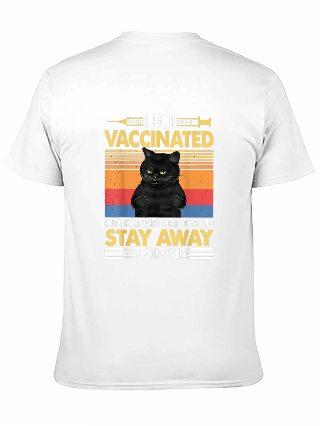 I Got Vaccinated Black Cat T-Shirt Funny Graphic Tee