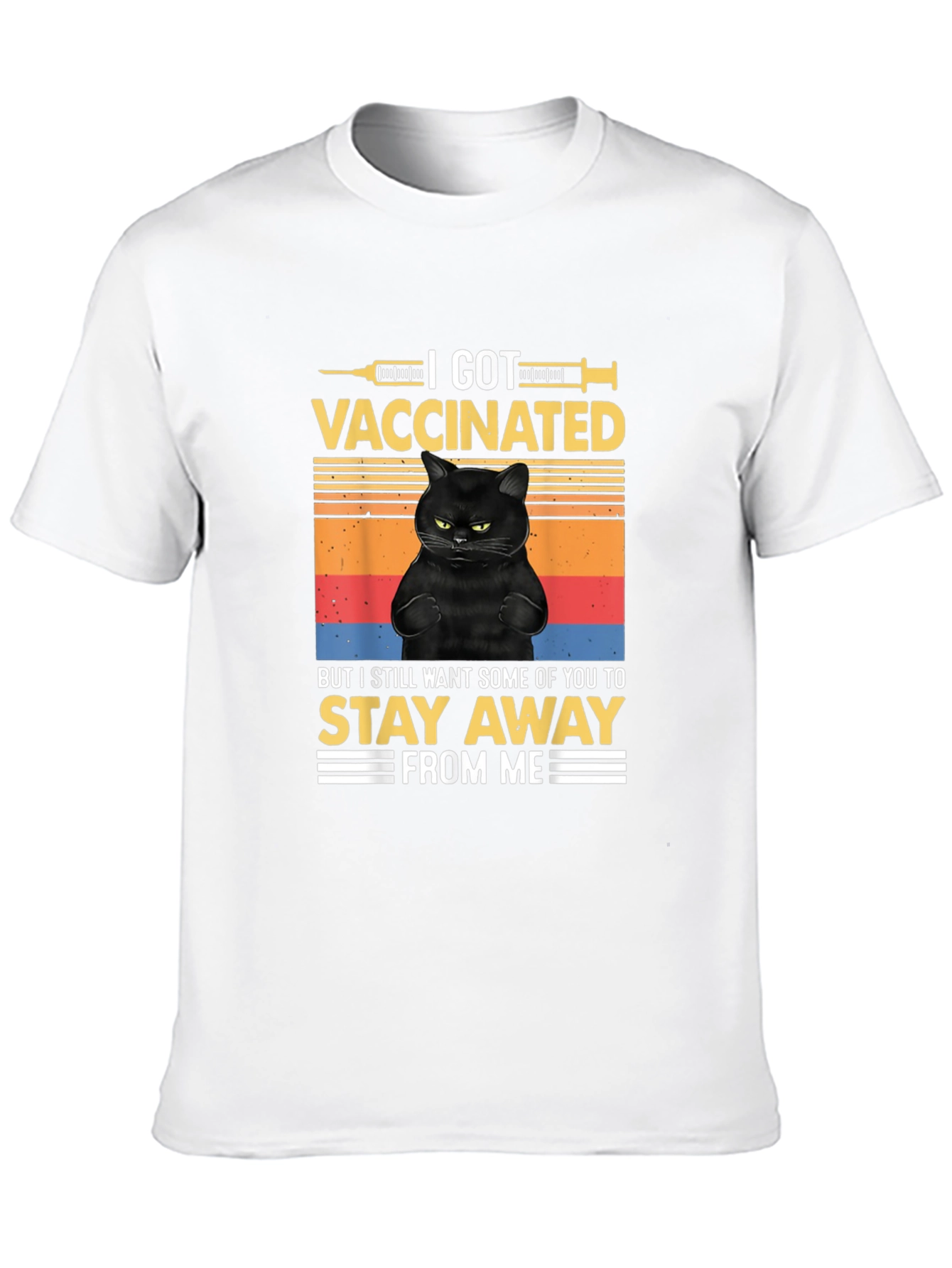 I Got Vaccinated Black Cat T-Shirt Funny Graphic Tee