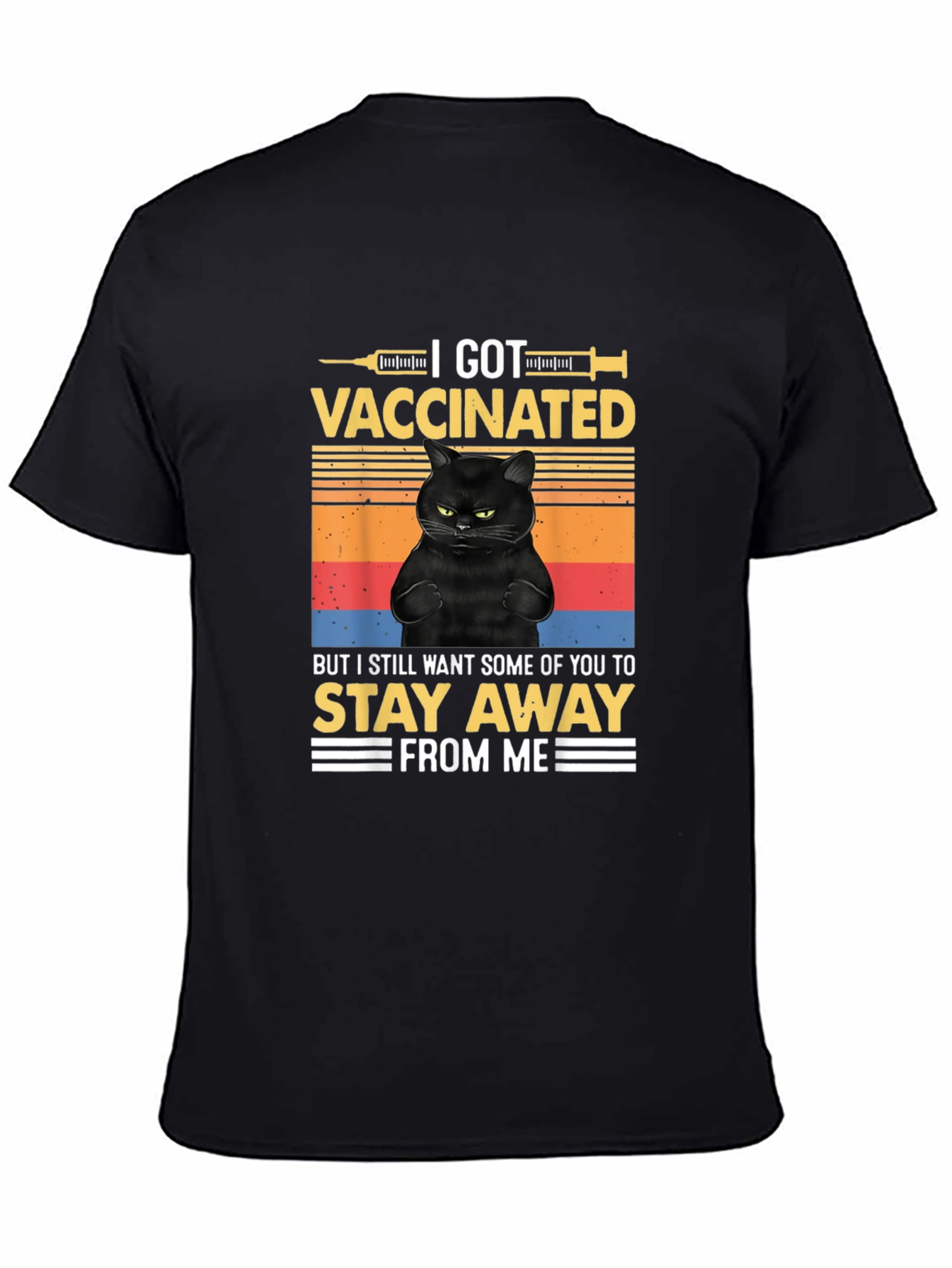 I Got Vaccinated Black Cat T-Shirt Funny Graphic Tee