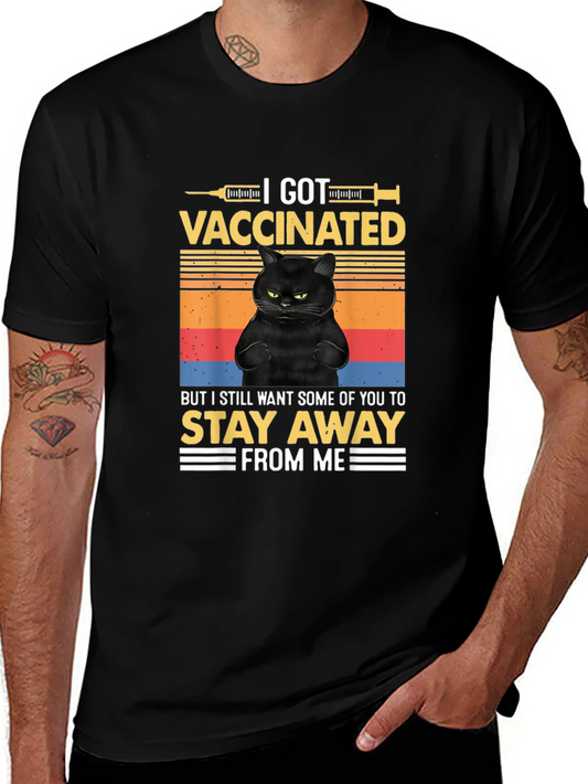 I Got Vaccinated Black Cat T-Shirt Funny Graphic Tee