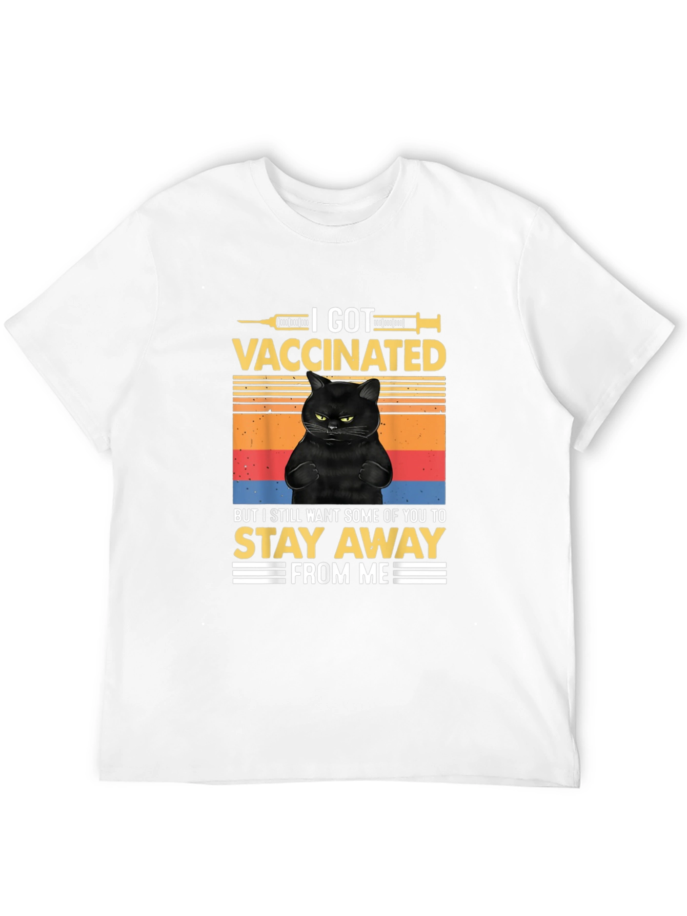 I Got Vaccinated Black Cat T-Shirt Funny Graphic Tee