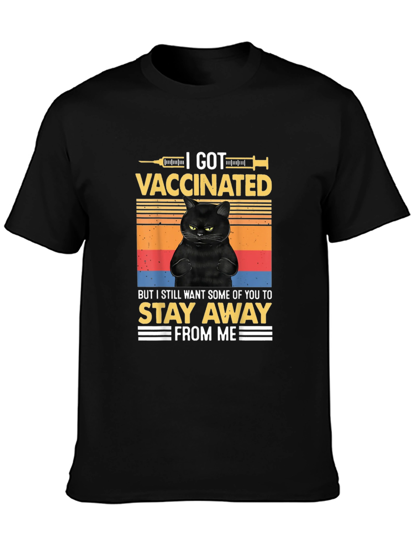 I Got Vaccinated Black Cat T-Shirt Funny Graphic Tee