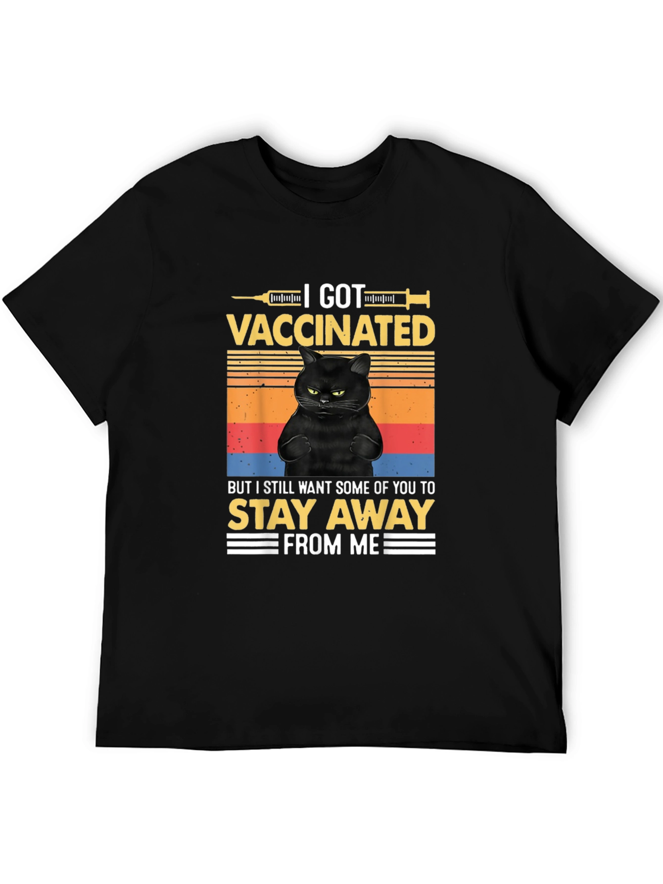 I Got Vaccinated Black Cat T-Shirt Funny Graphic Tee