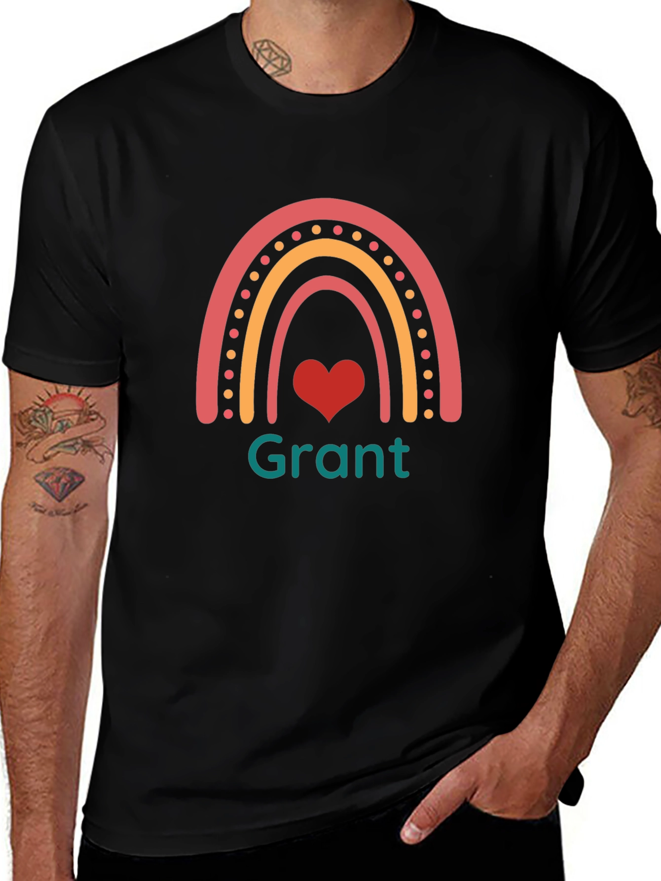 Rainbow Heart Personalized T-Shirt - Grant