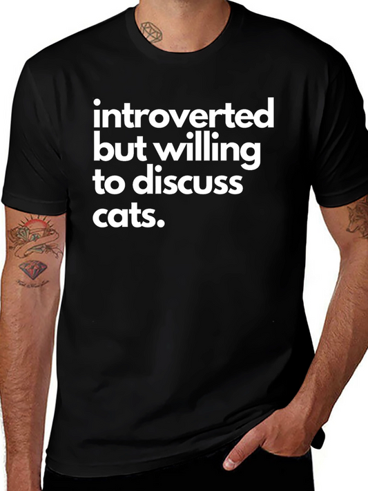 Introverted Cat Lover T-Shirt - Funny Slogan Tee