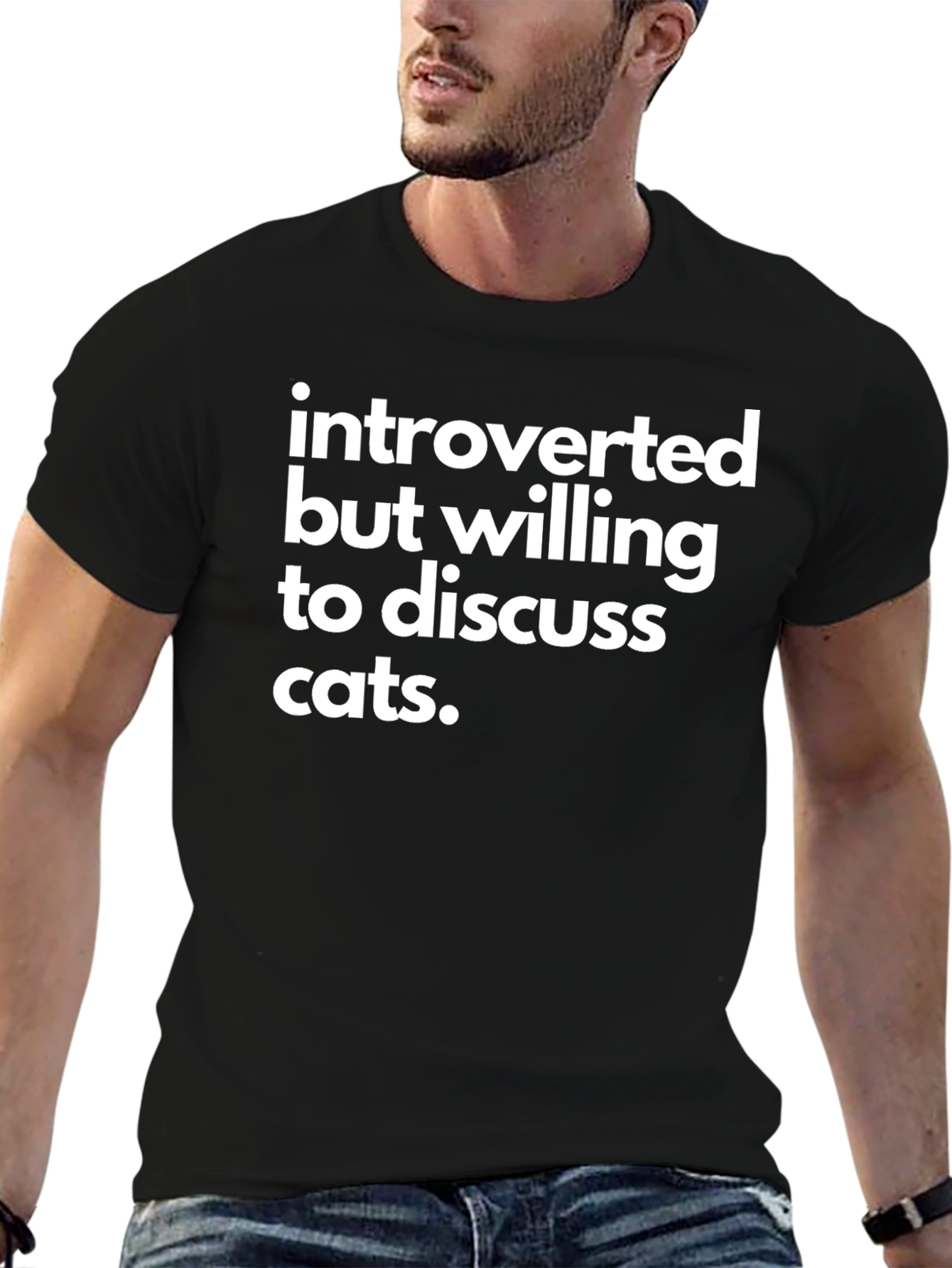 Introverted Cat Lover T-Shirt - Funny Slogan Tee