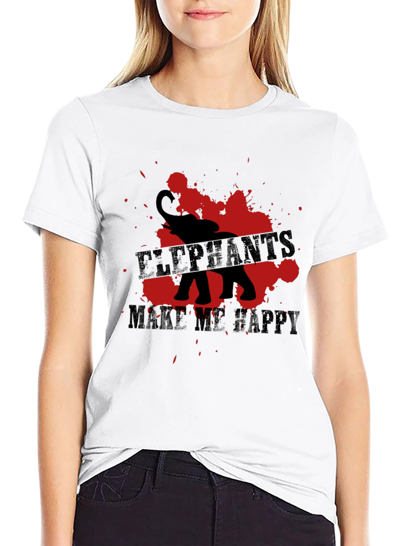 Elephant T-Shirt - Elephants Make Me Happy Graphic Tee