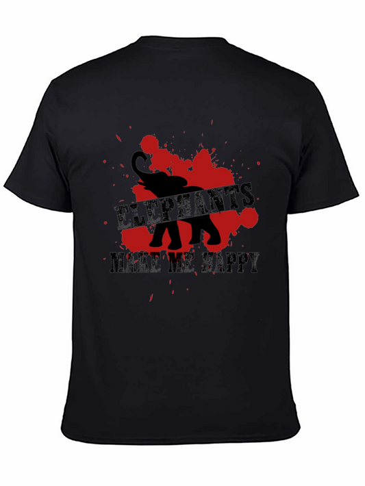 Elephant T-Shirt - Elephants Make Me Happy Graphic Tee