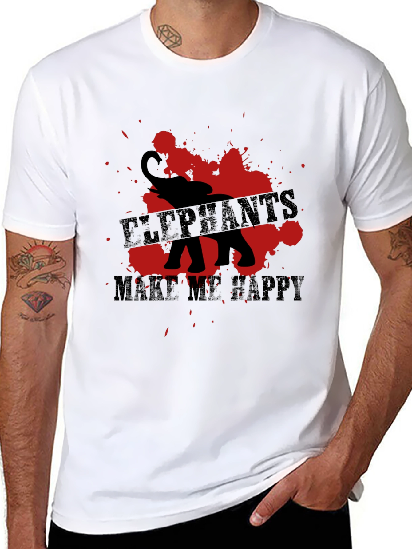 Elephant T-Shirt - Elephants Make Me Happy Graphic Tee