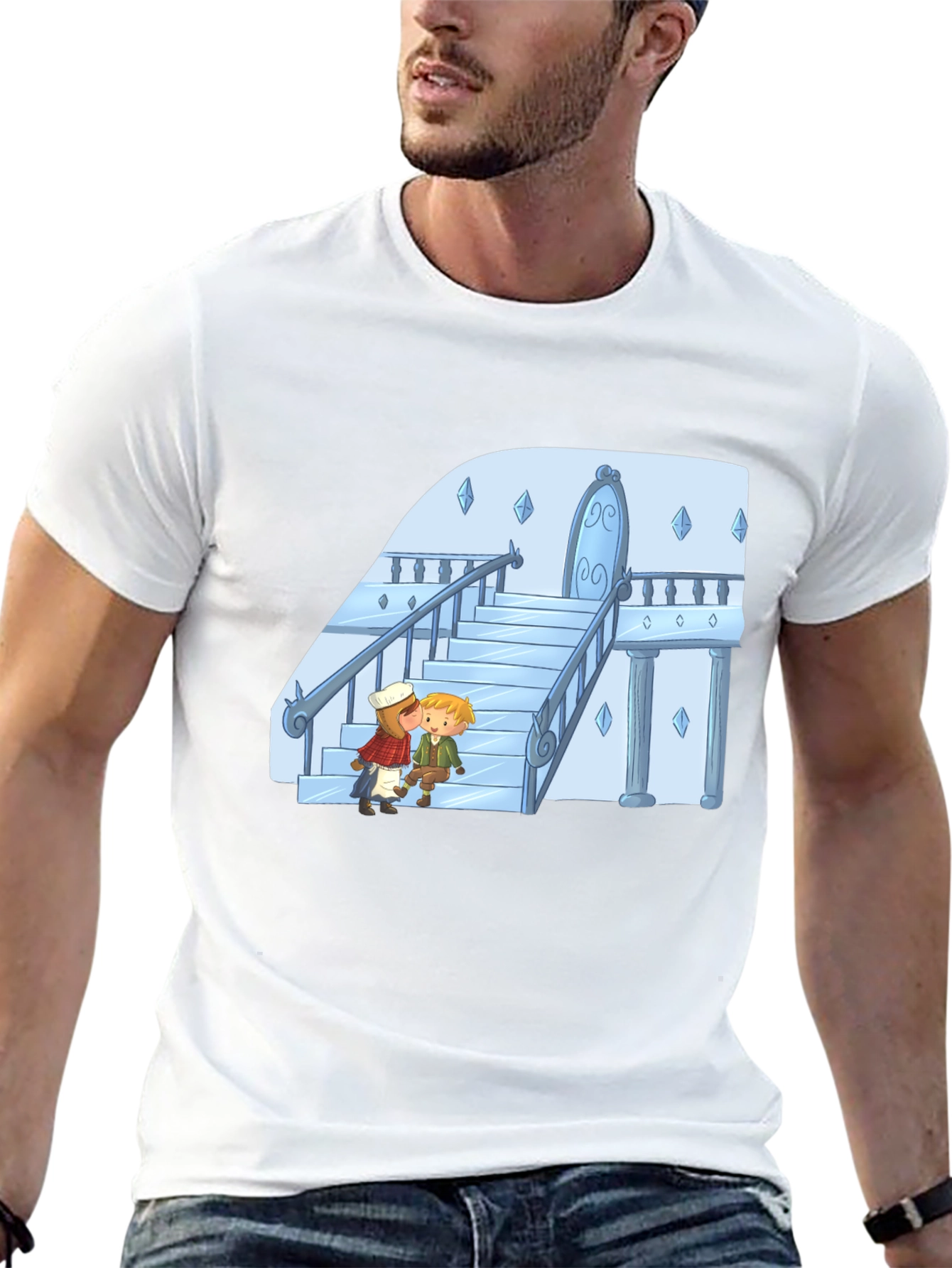 Cartoon Kiss Black T-Shirt