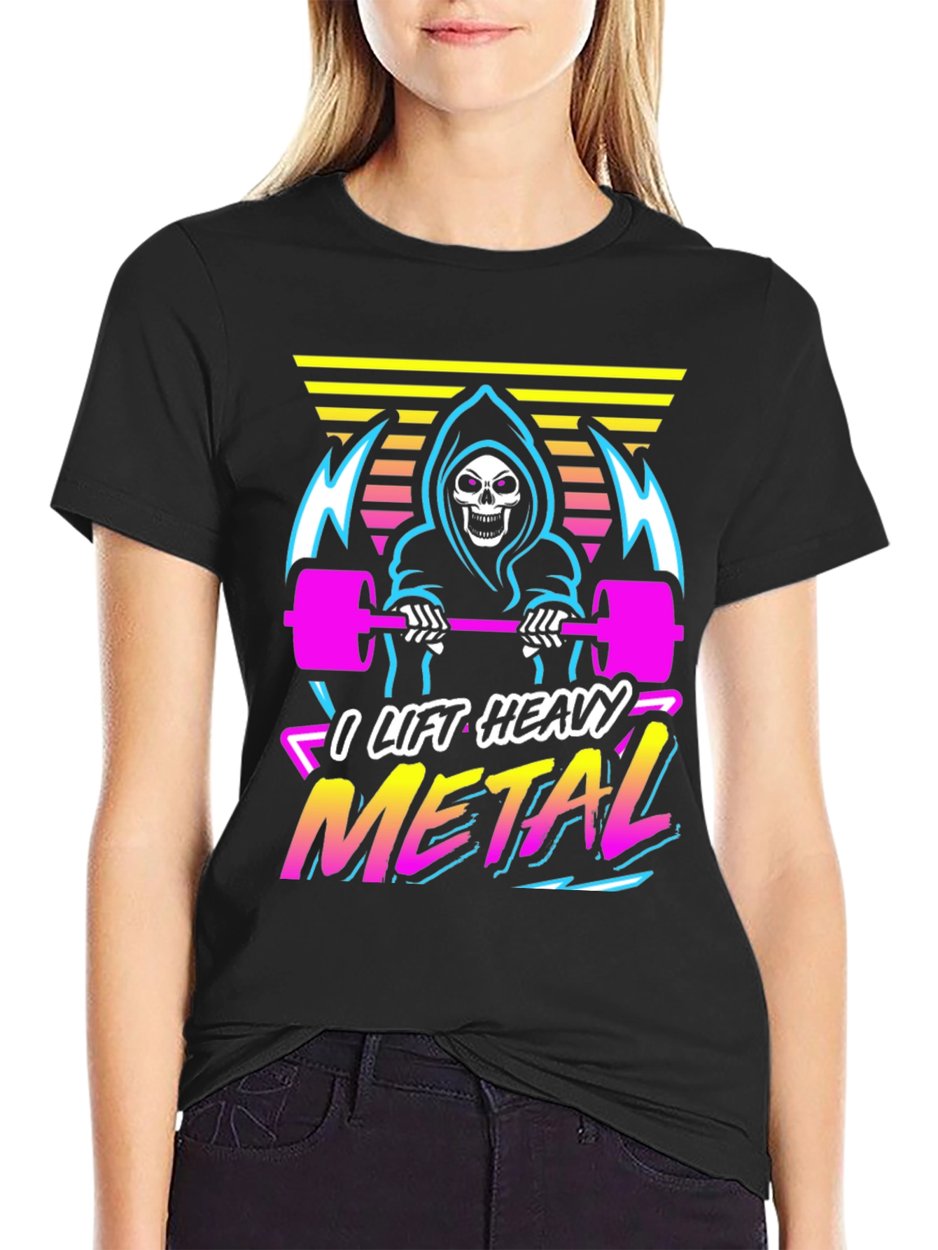I Lift Heavy Metal Grim Reaper Gym T-Shirt