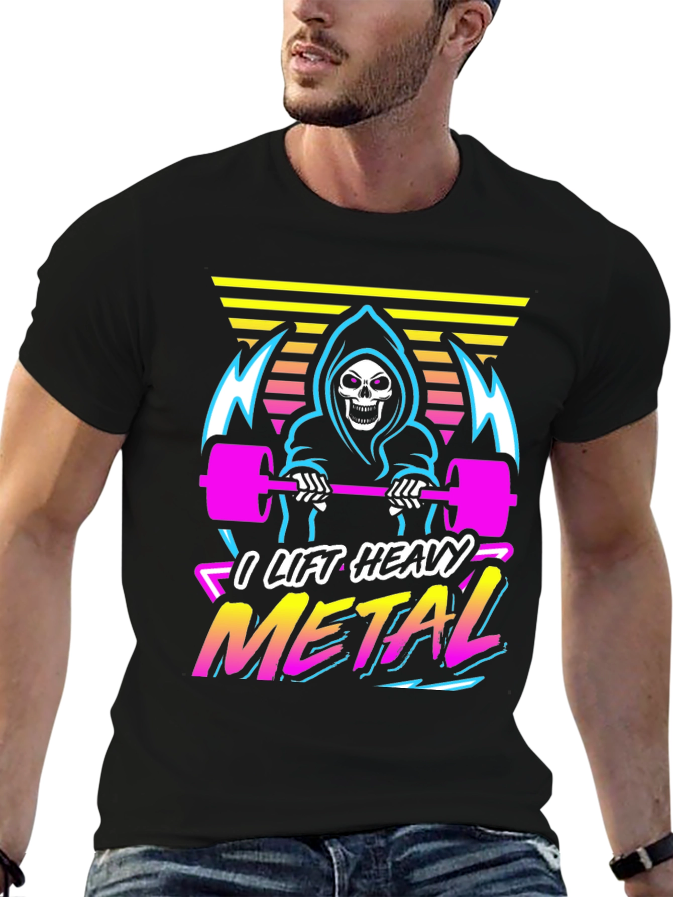 I Lift Heavy Metal Grim Reaper Gym T-Shirt