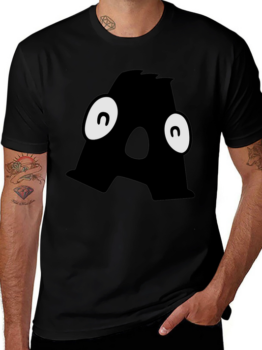 Letter A Monster Graphic Black T-Shirt