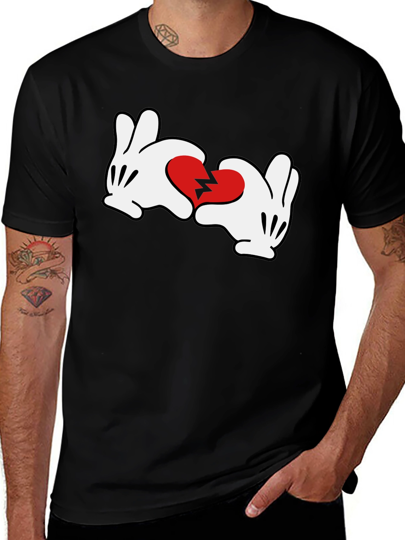 Broken Heart Mickey Hands Graphic Tee