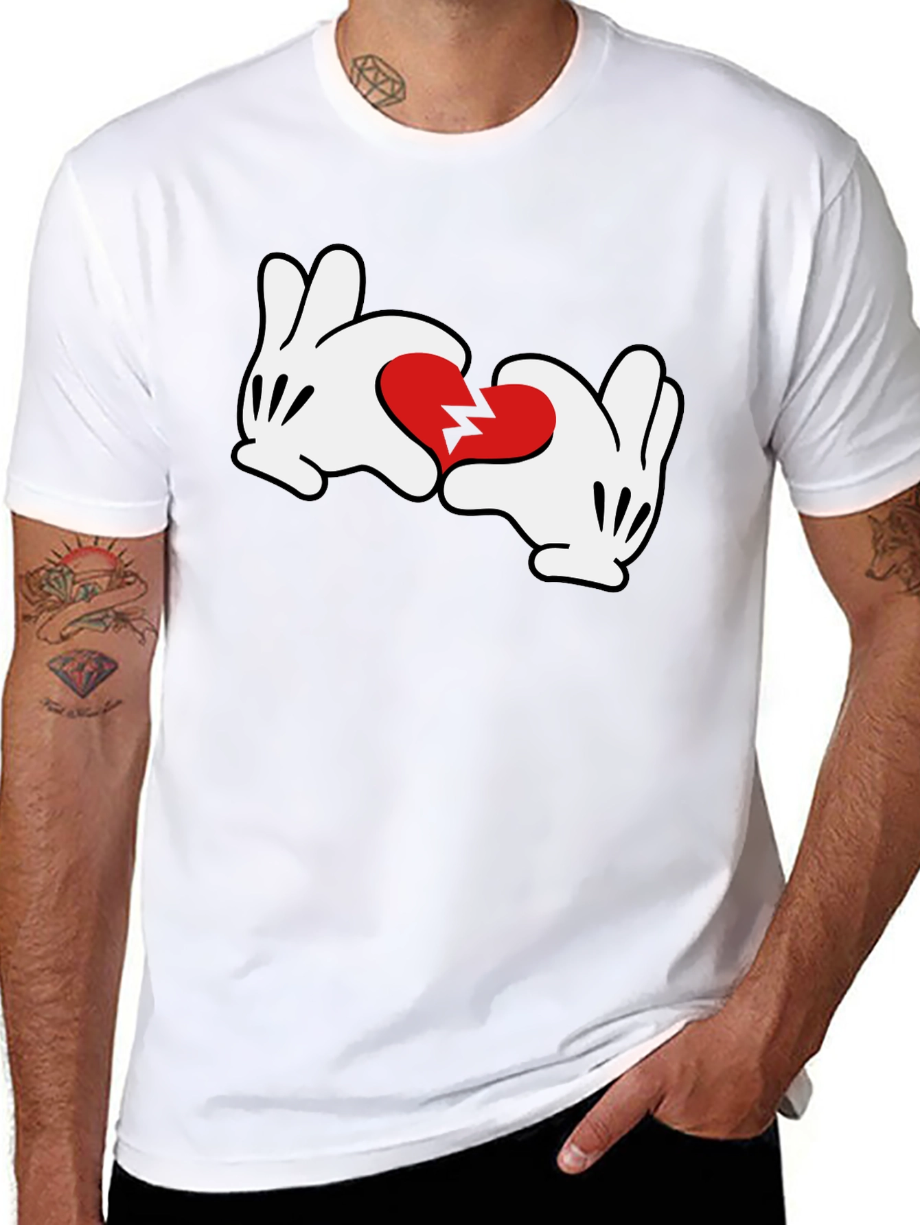 Broken Heart Mickey Hands Graphic Tee