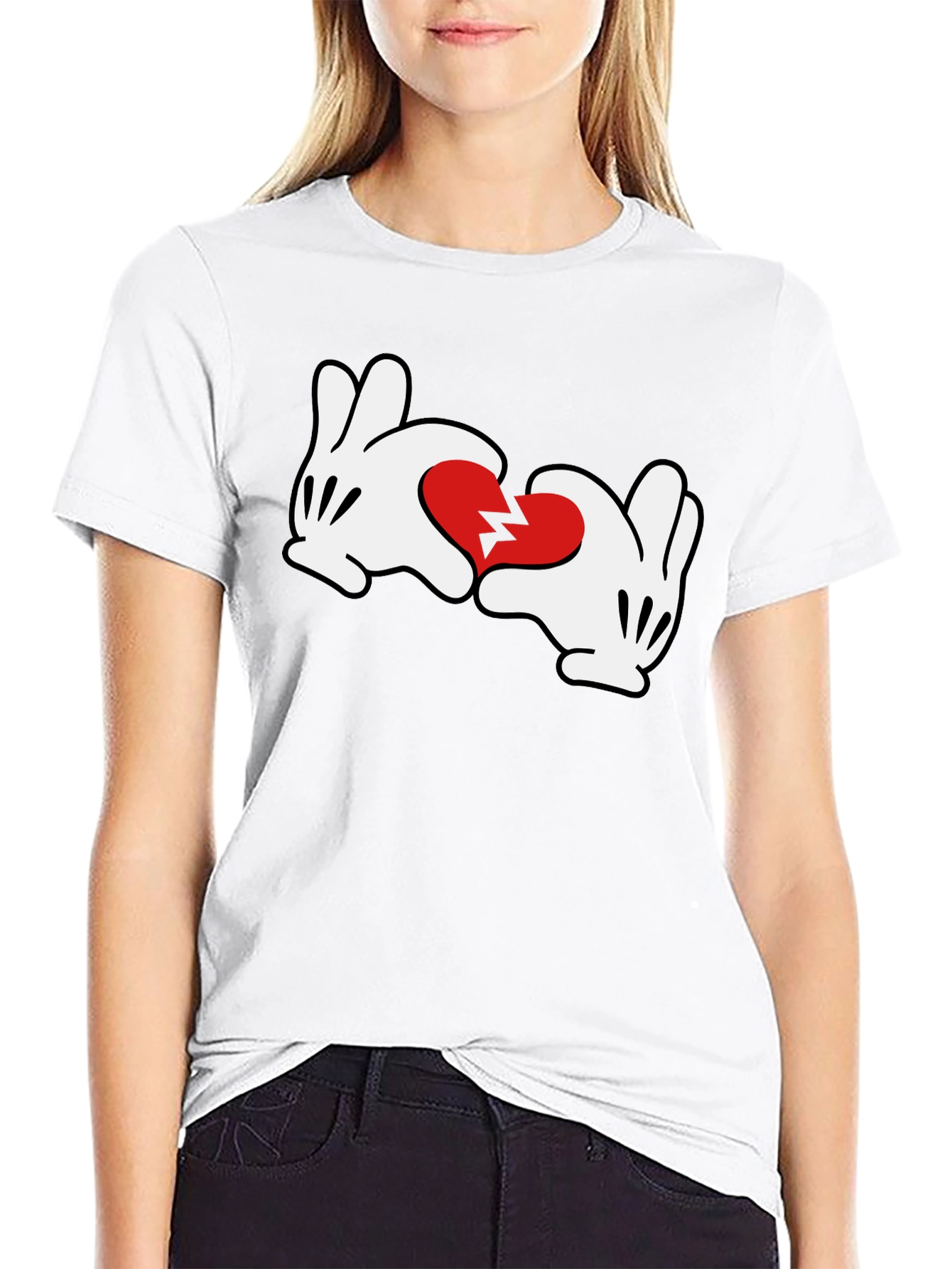 Broken Heart Mickey Hands Graphic Tee