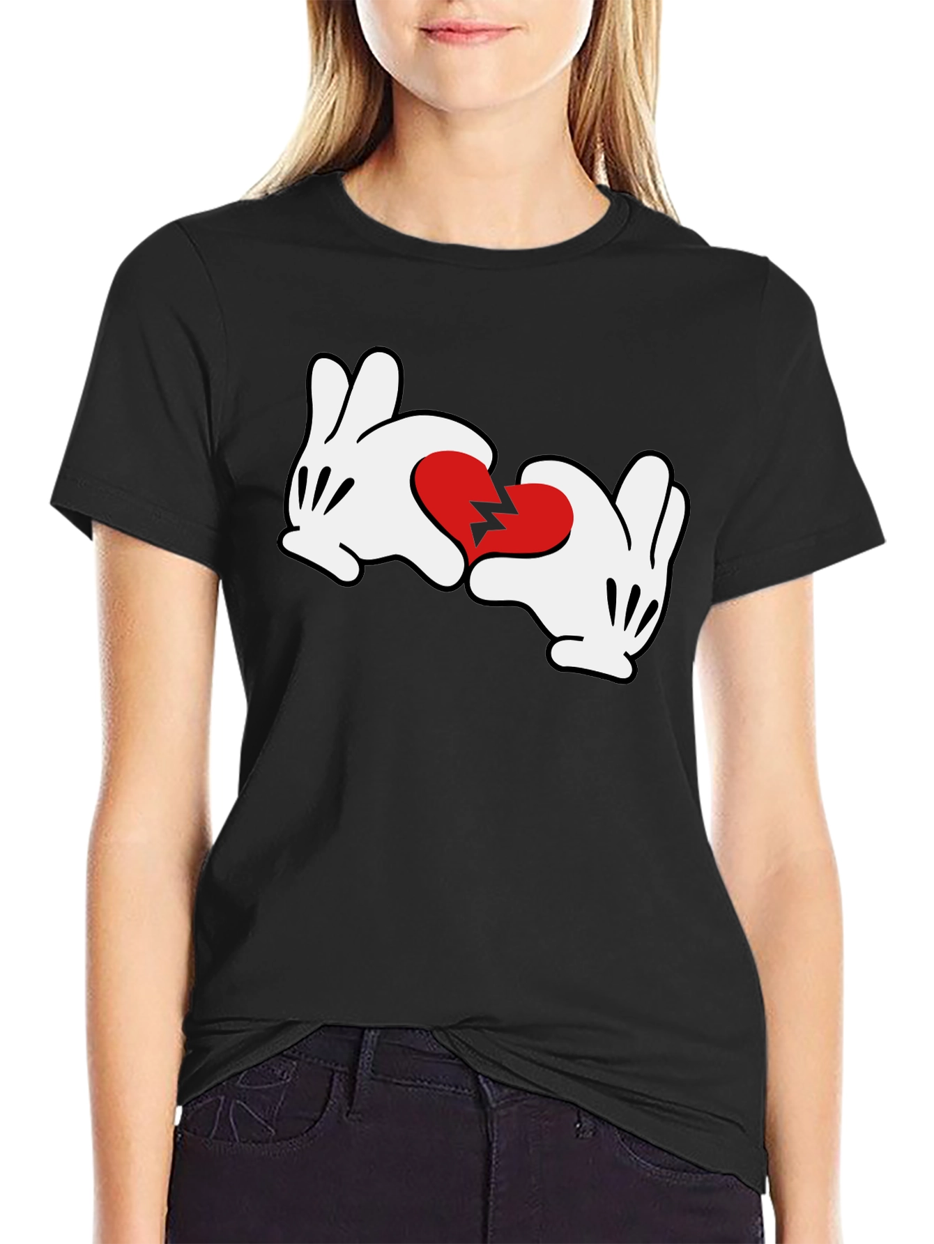 Broken Heart Mickey Hands Graphic Tee