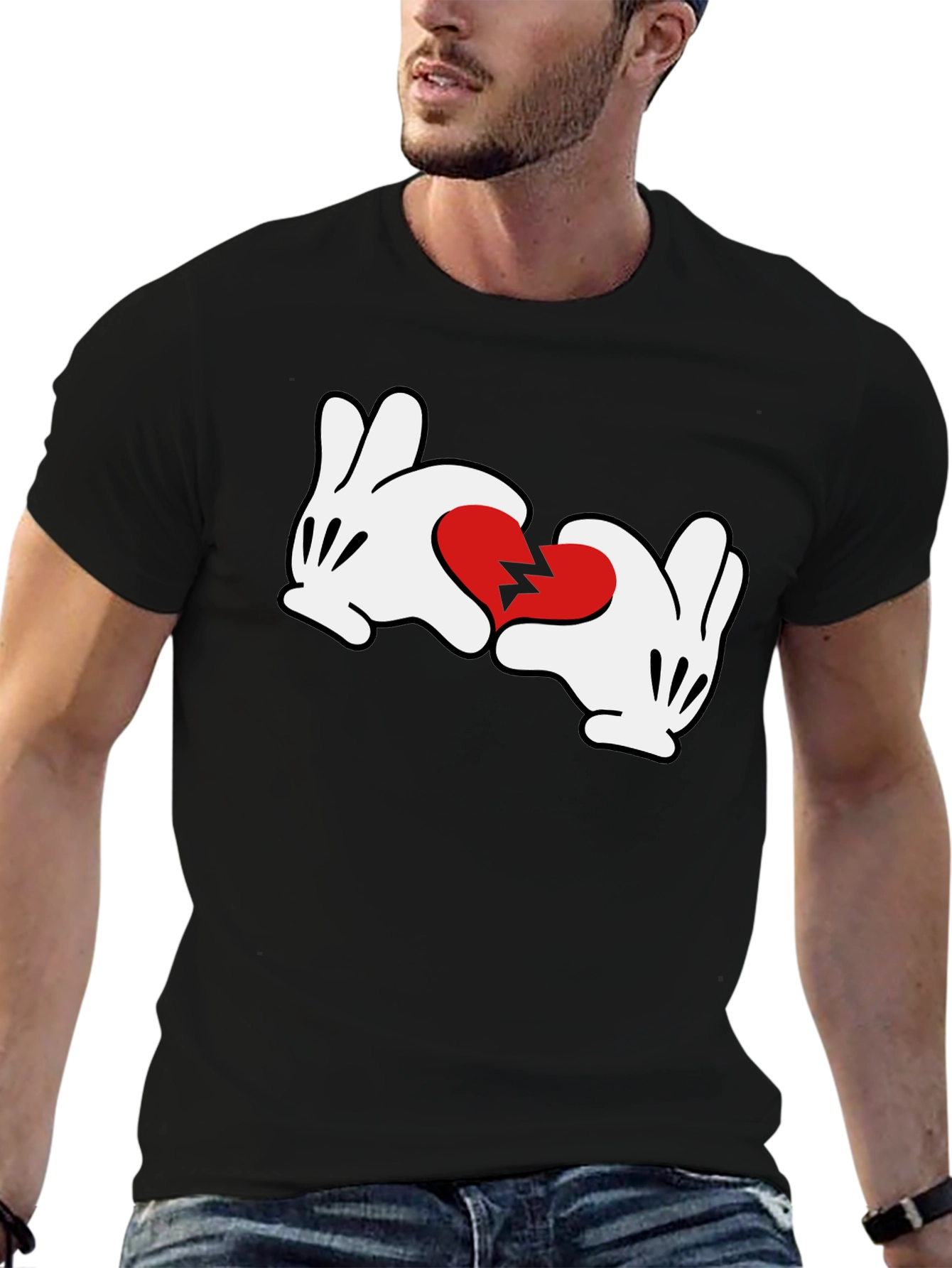 Broken Heart Mickey Hands Graphic Tee