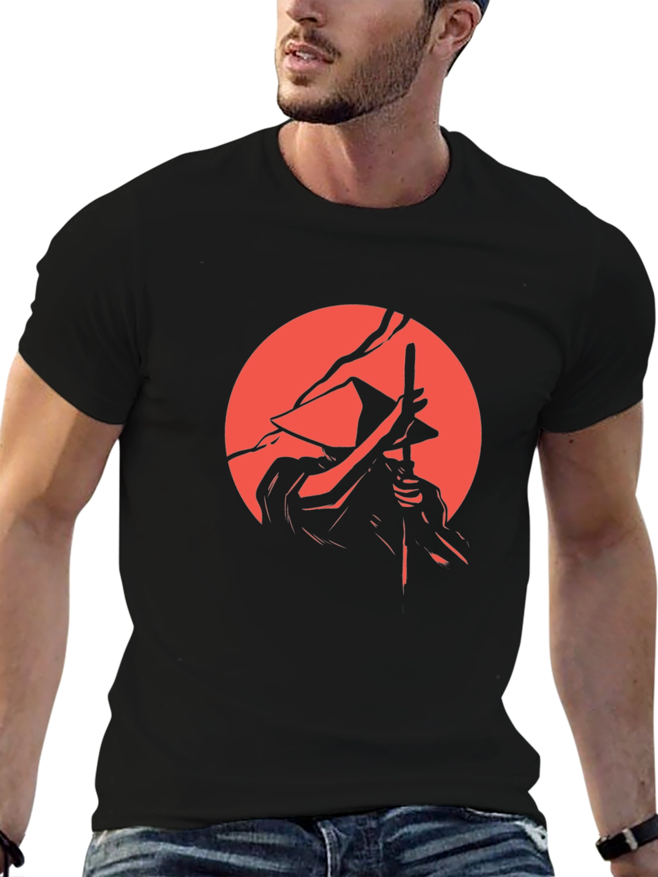 Samurai Graphic Tee - Black Cotton Blend