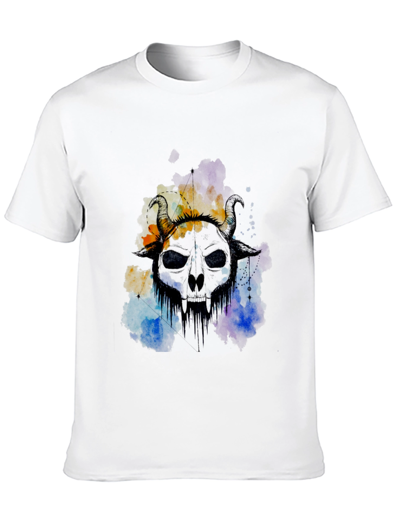 Horned Skull Graphic Tee - Edgy Style
