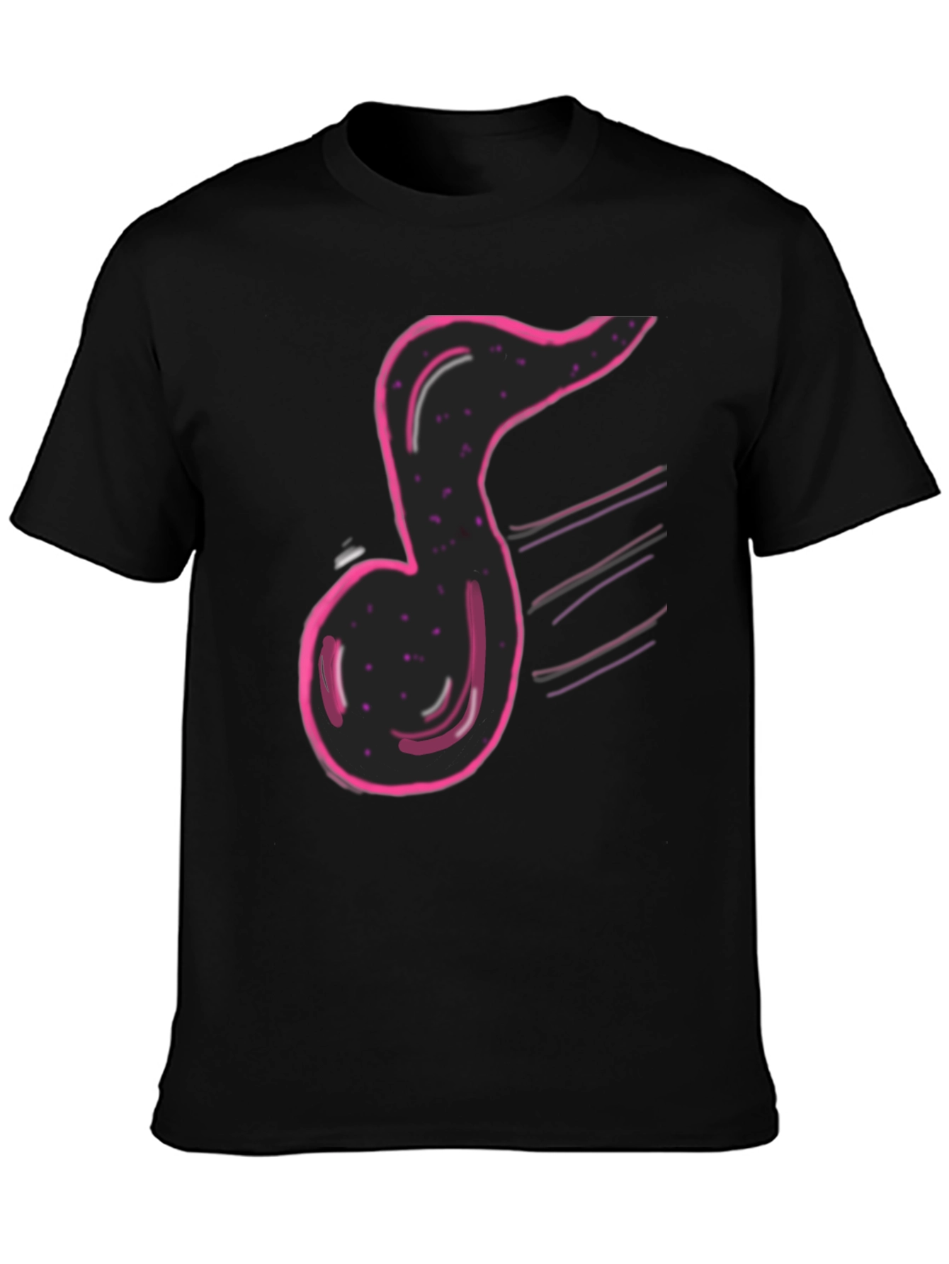 Musical Note Graphic Print Black T-Shirt