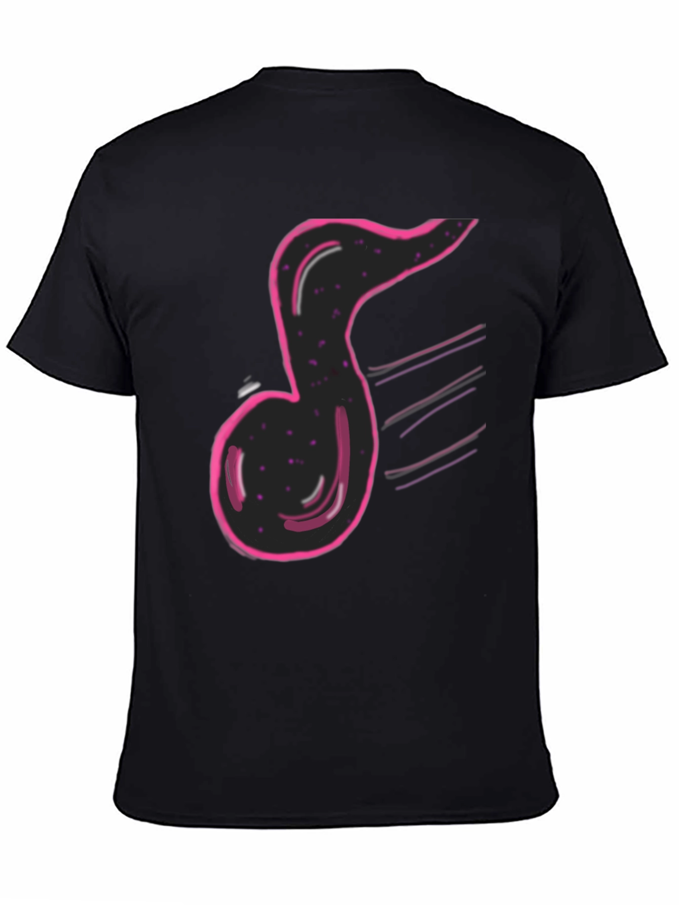 Musical Note Graphic Print Black T-Shirt
