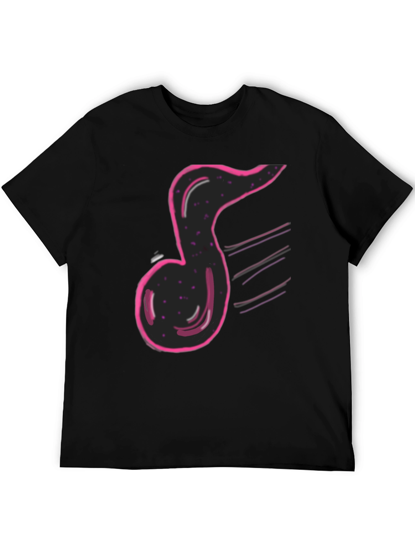 Musical Note Graphic Print Black T-Shirt