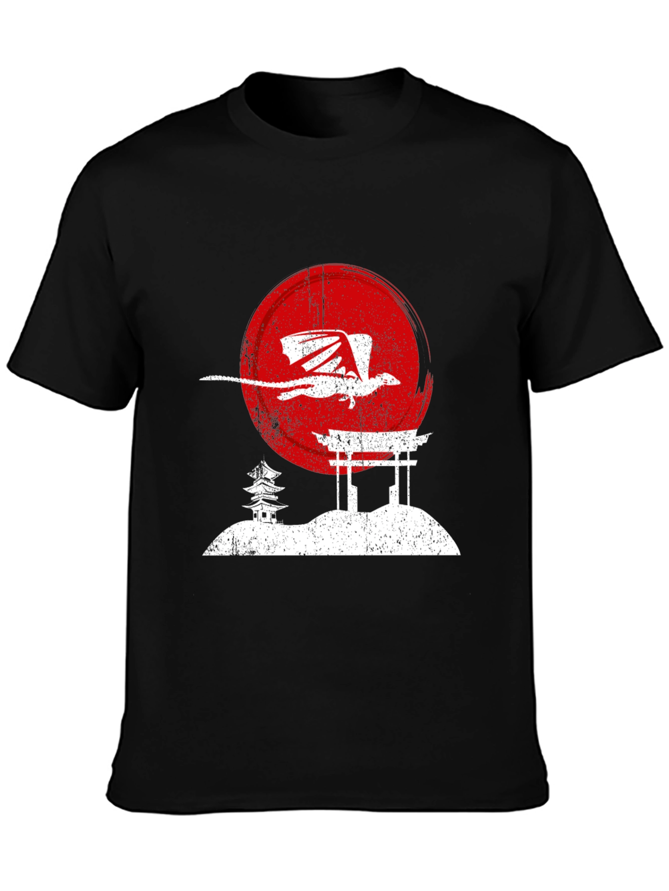 Dragon Sunset Graphic Tee - Black Cotton T-Shirt