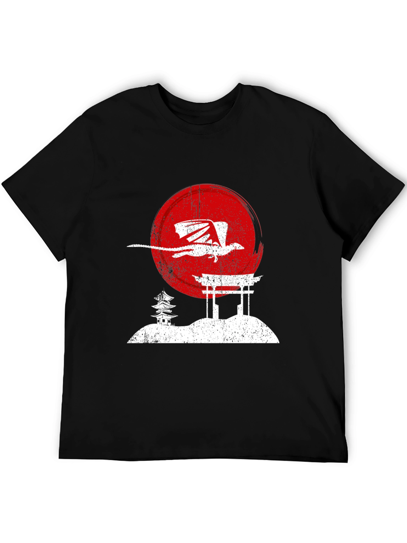 Dragon Sunset Graphic Tee - Black Cotton T-Shirt