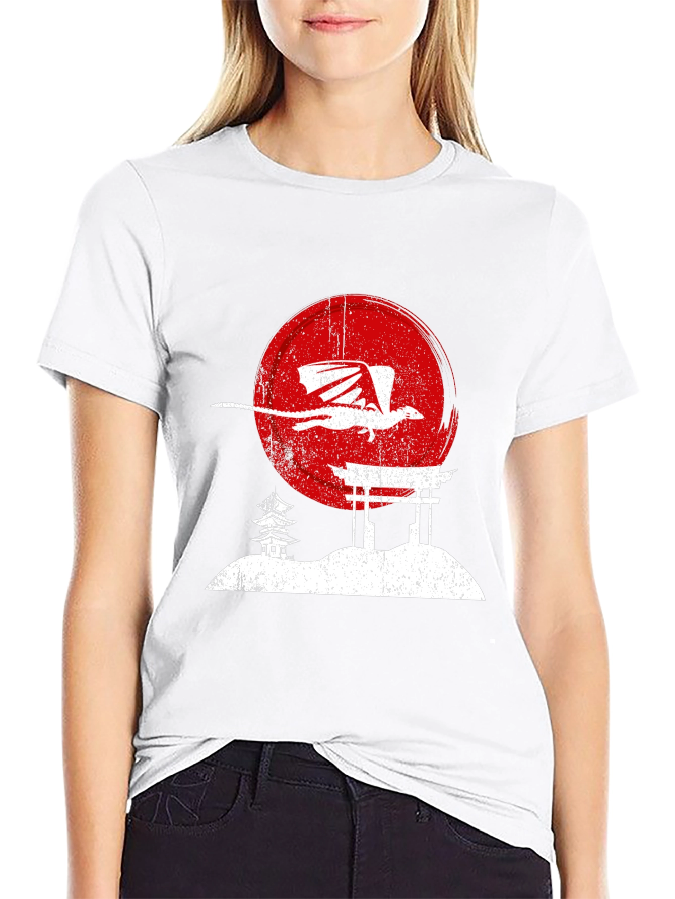 Dragon Sunset Graphic Tee - Black Cotton T-Shirt