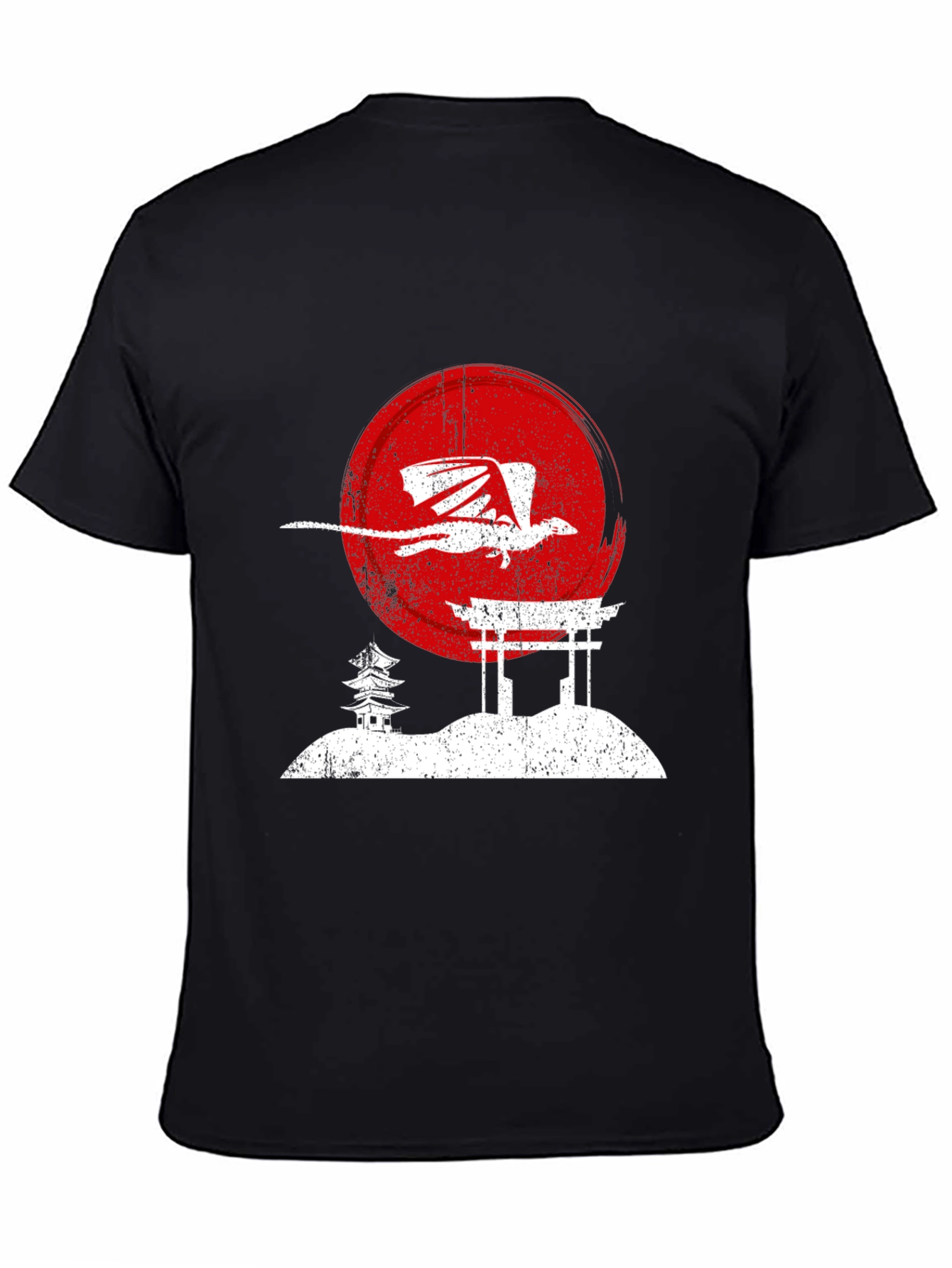 Dragon Sunset Graphic Tee - Black Cotton T-Shirt