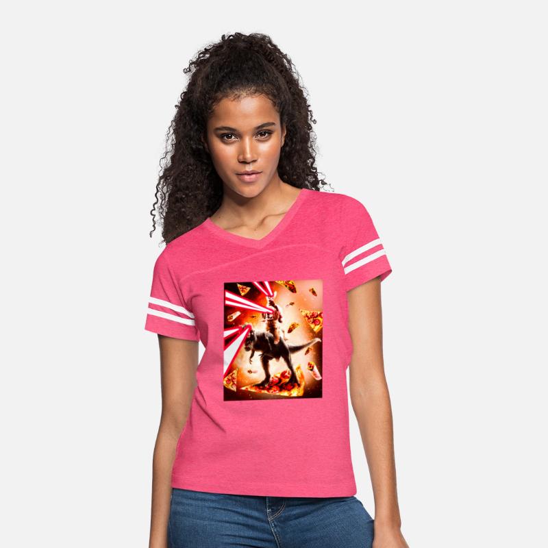 Laser Eyes Space Cat Riding Dog And Dinosaur
