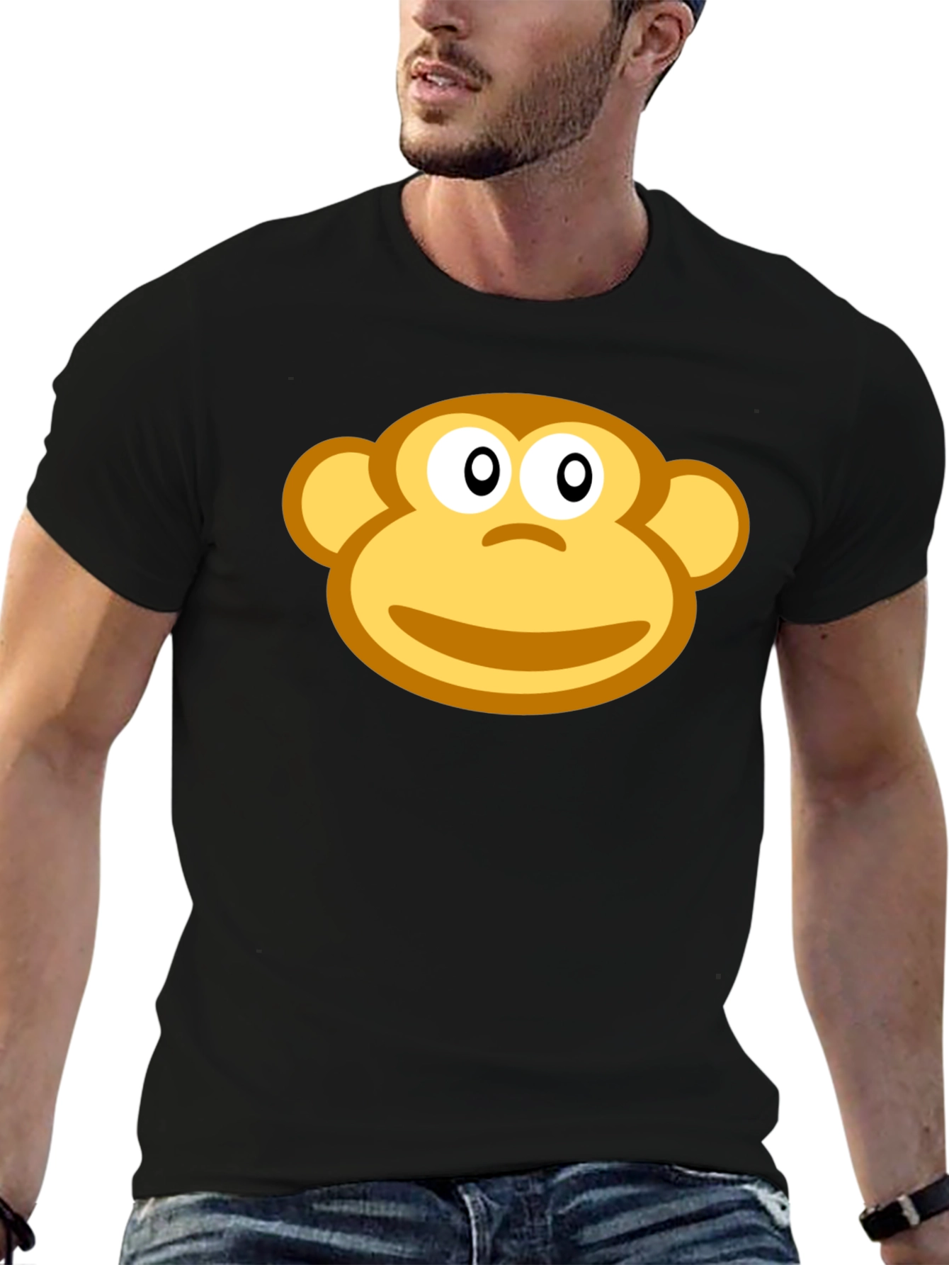 Monkey Face Graphic Black T-Shirt