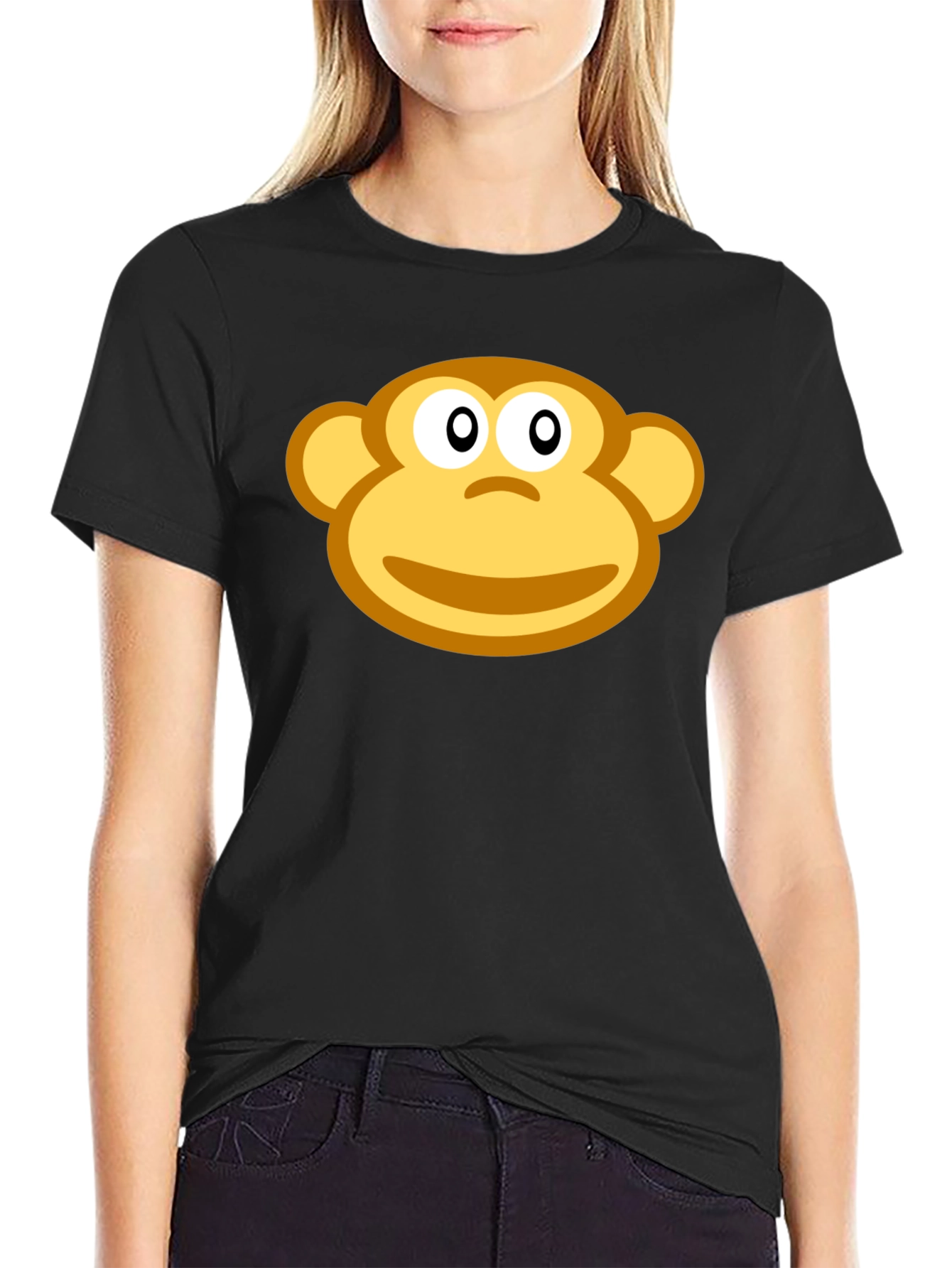 Monkey Face Graphic Black T-Shirt