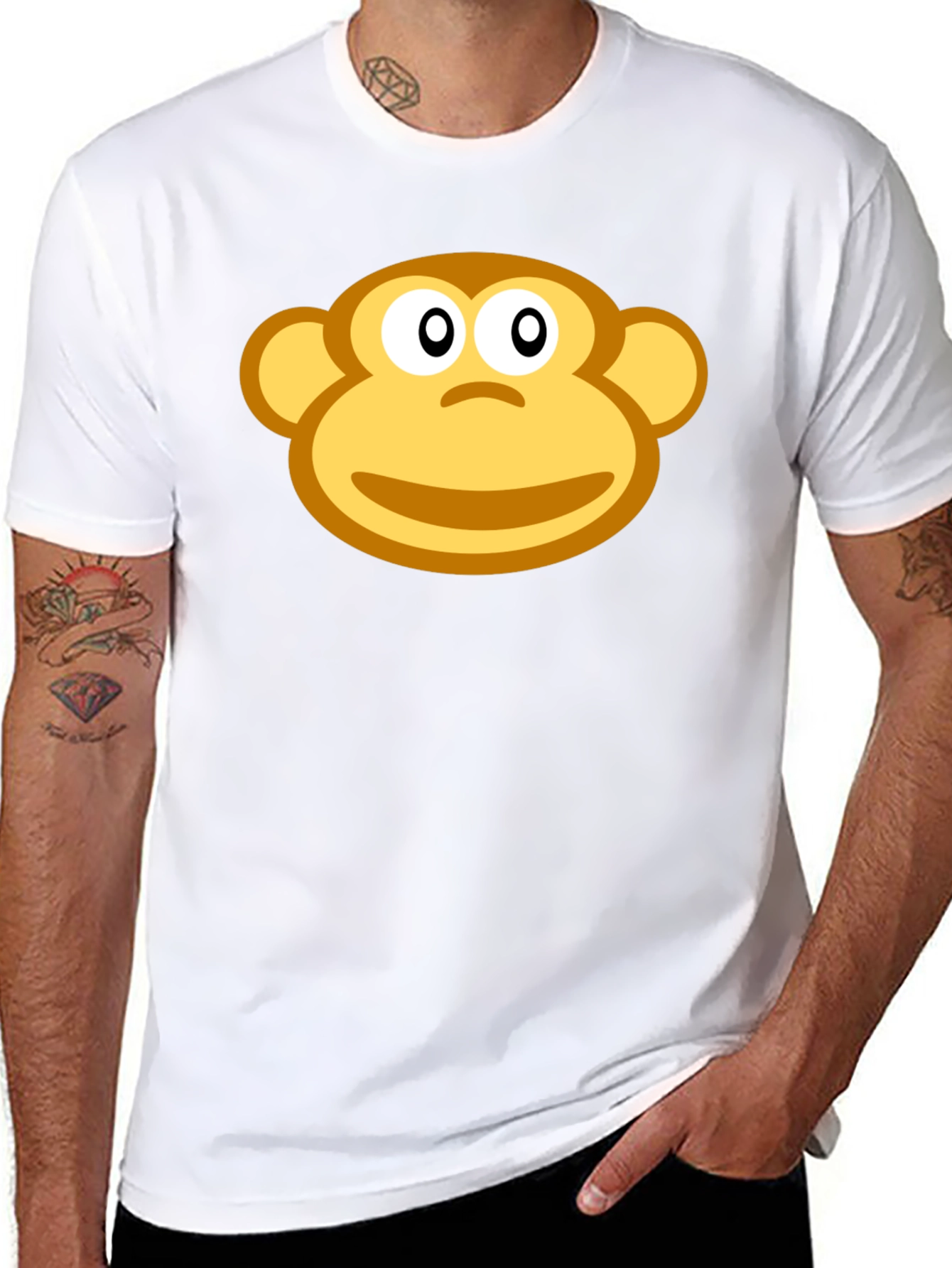 Monkey Face Graphic Black T-Shirt