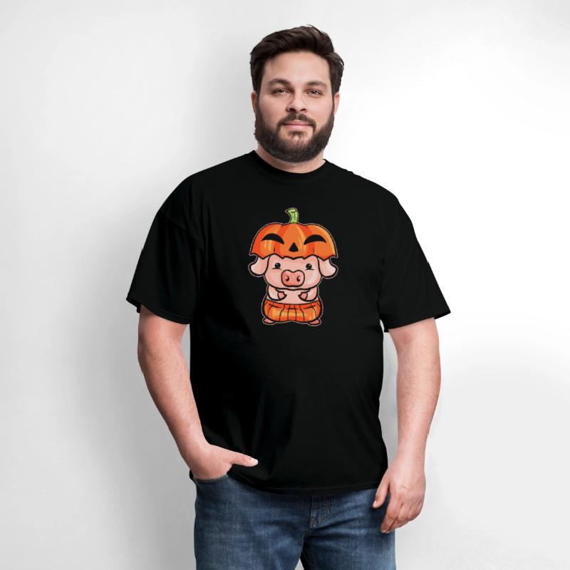 Little Pink Pig Dresses As A Pumpkin For Halloween