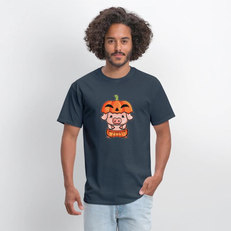 Little Pink Pig Dresses As A Pumpkin For Halloween